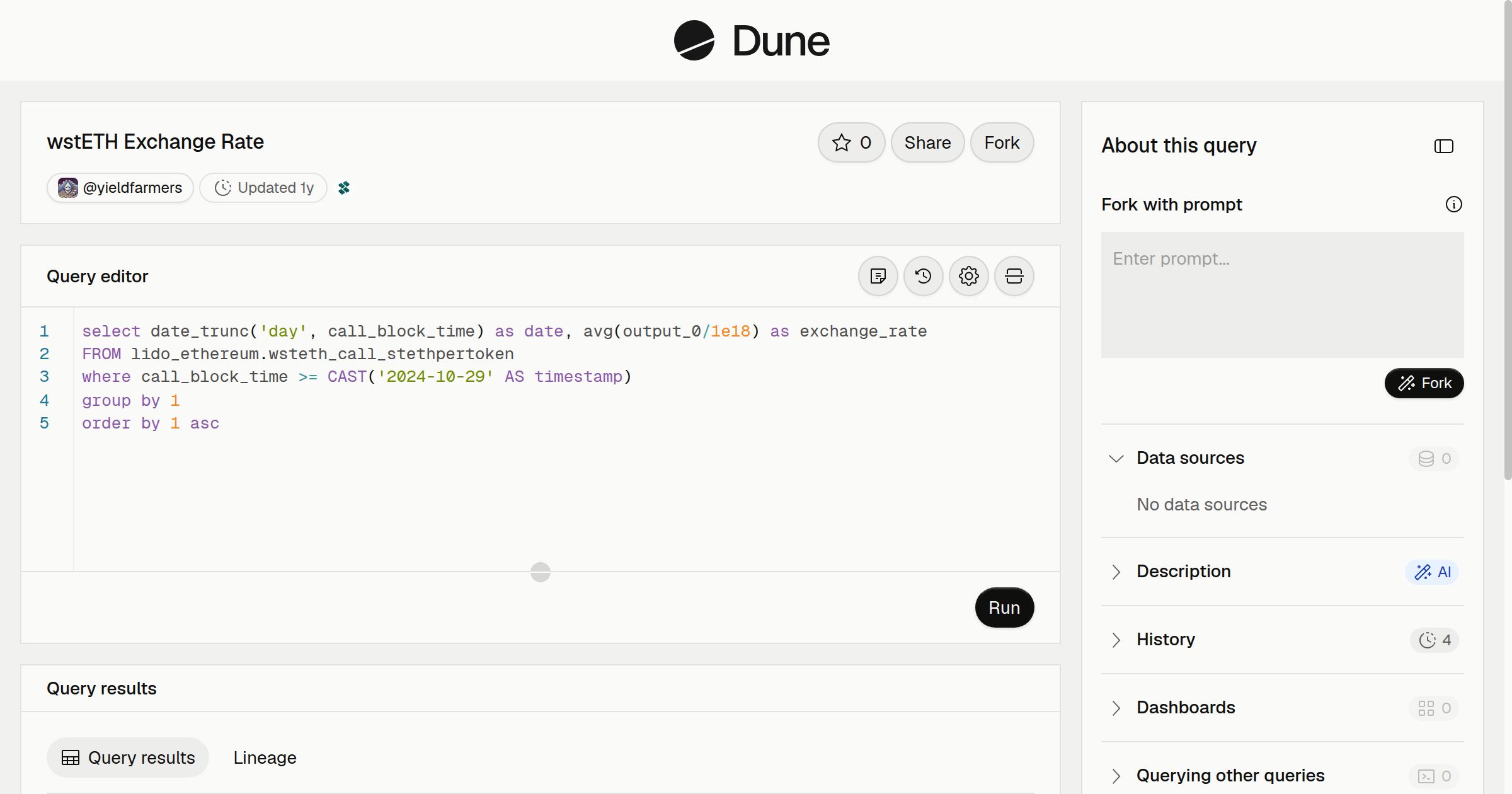 wstETH Exchange Rate | Dune