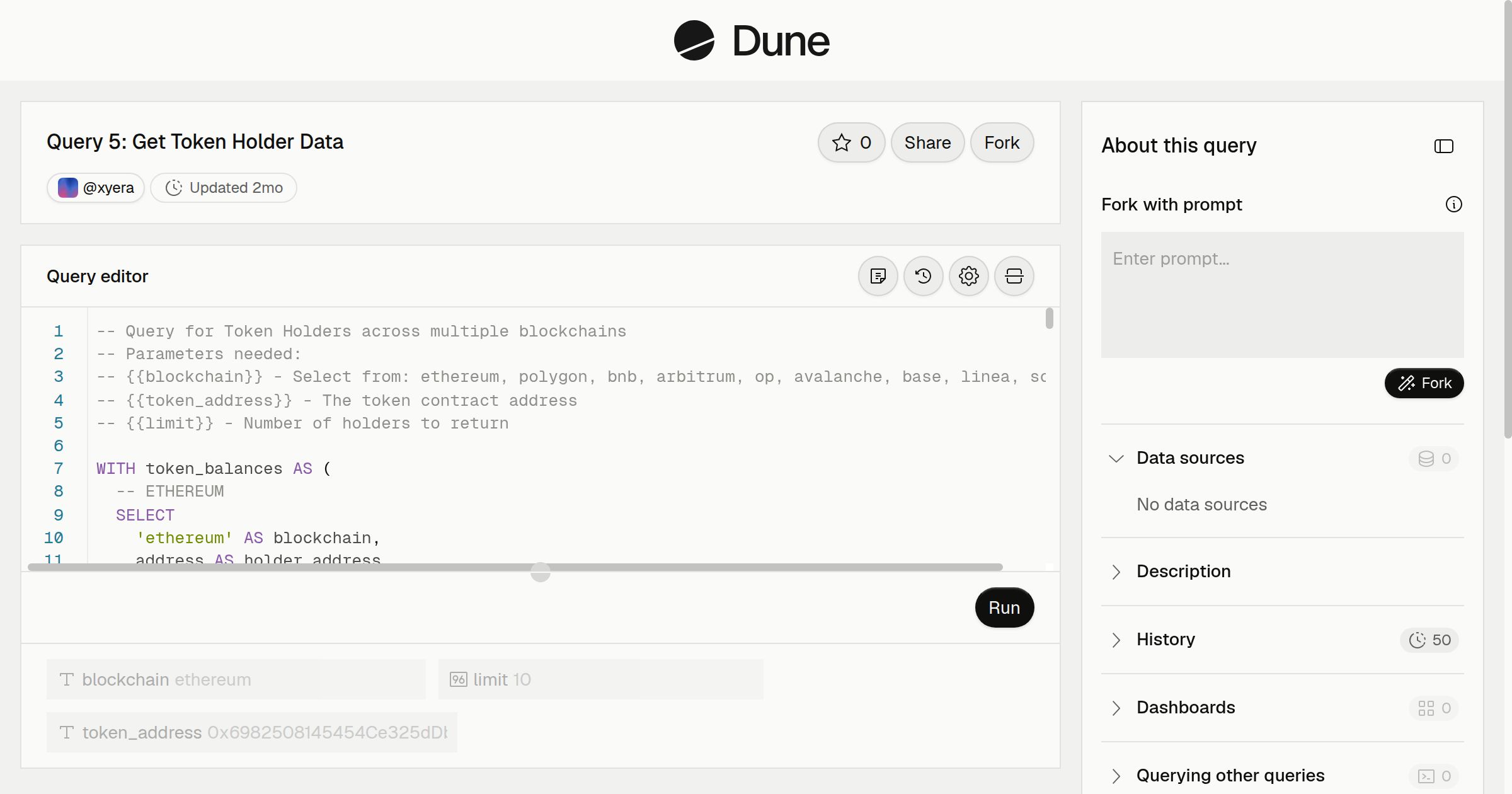Query 5: Get Token Holder Data | Dune