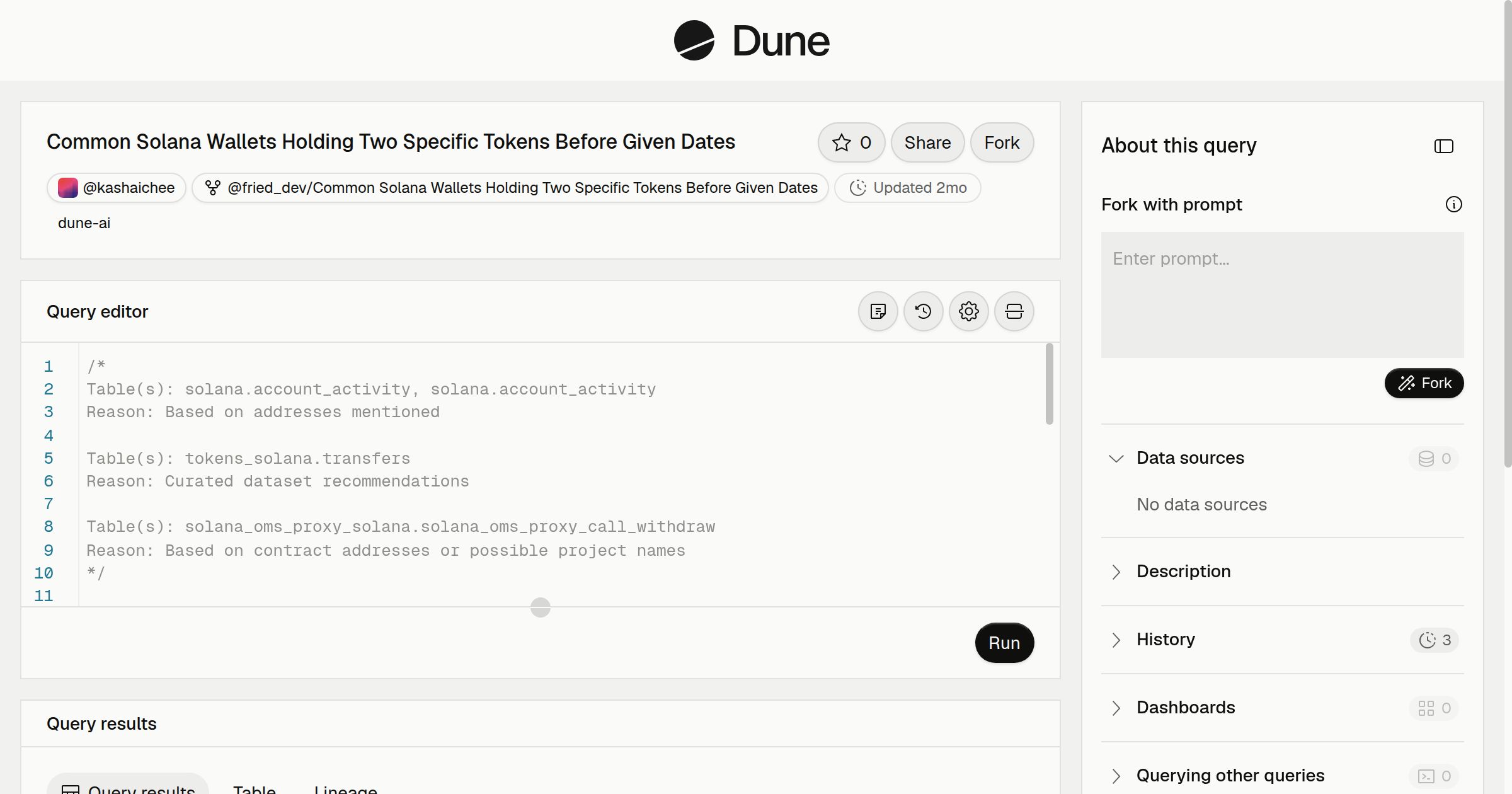 Common Solana Wallets Holding Two Specific Tokens Before Given Dates | Dune