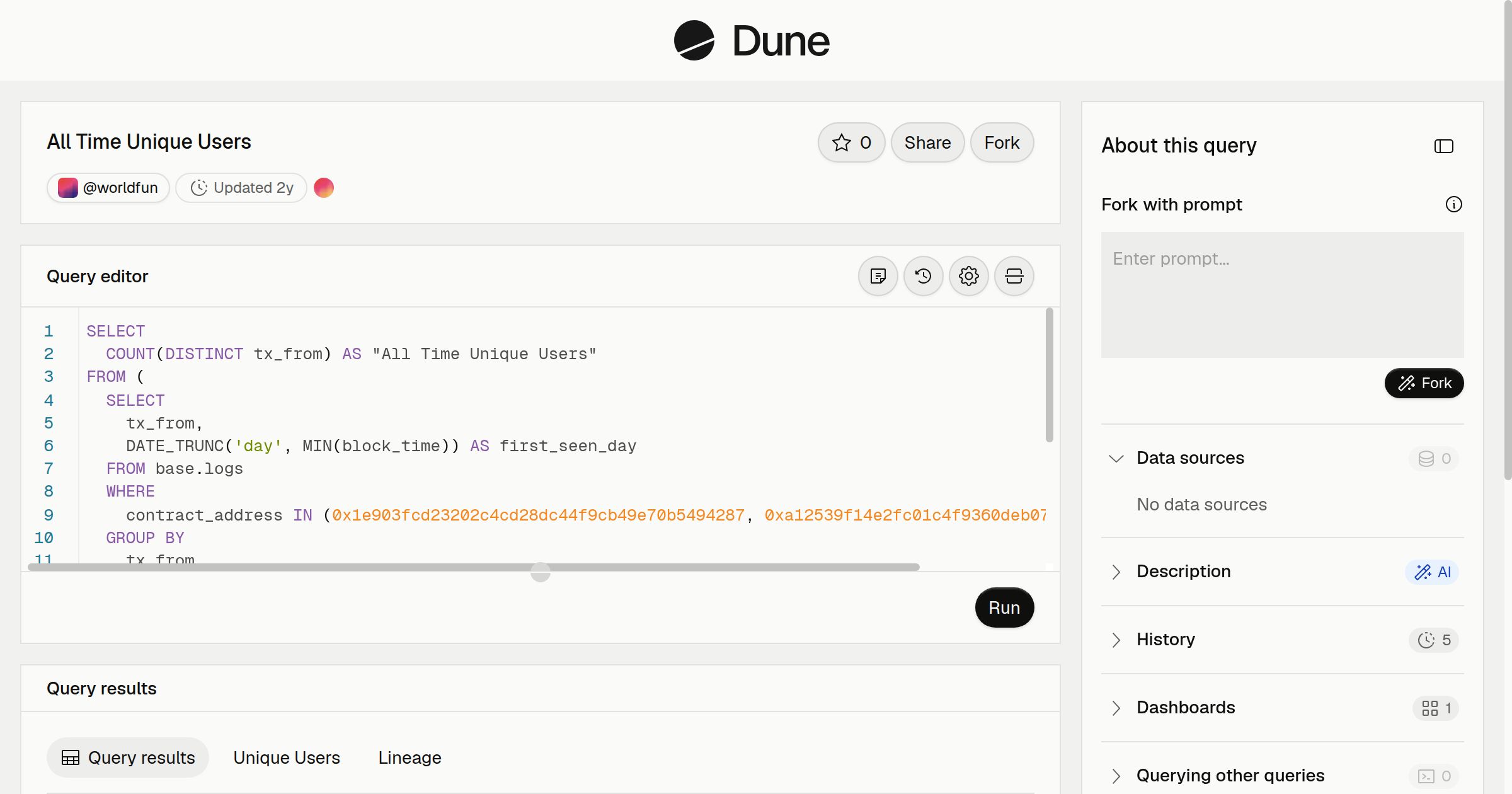 All Time Unique Users | Dune