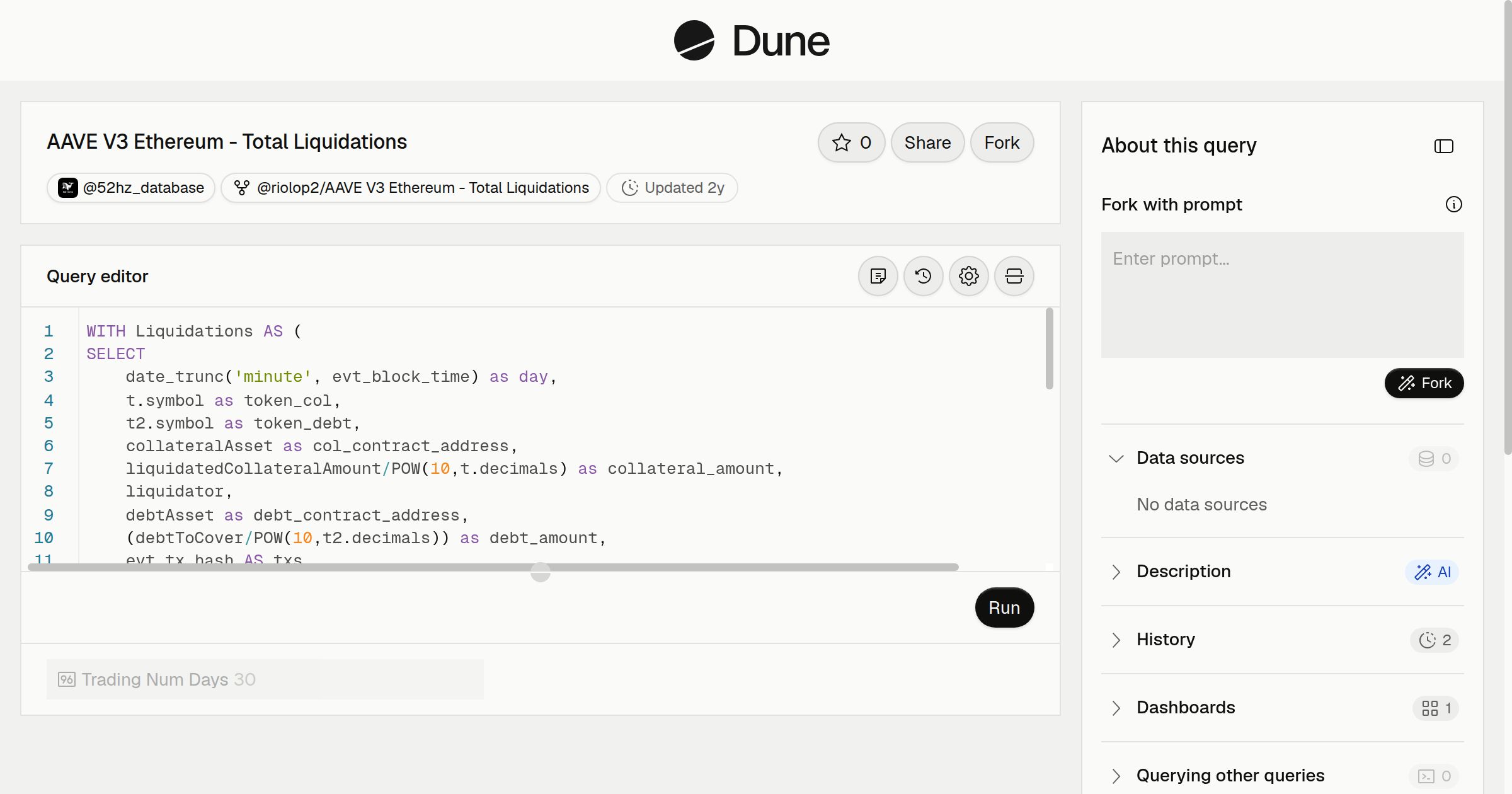 AAVE V3 Ethereum - Total Liquidations | Dune