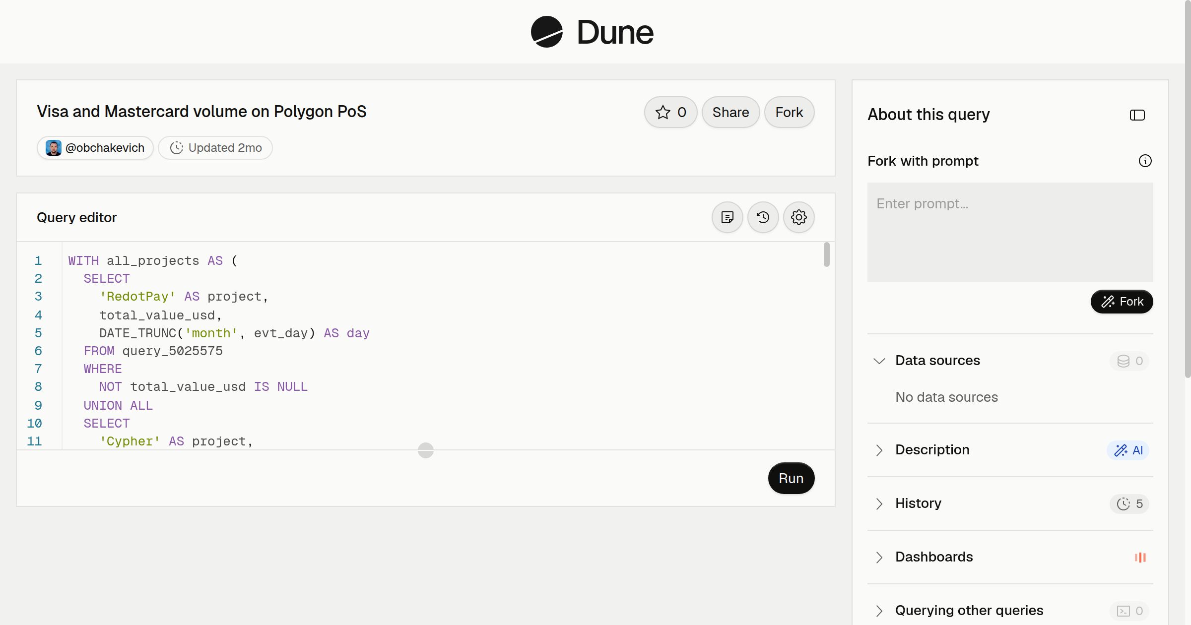 Visa and Mastercard volume on Polygon PoS | Dune