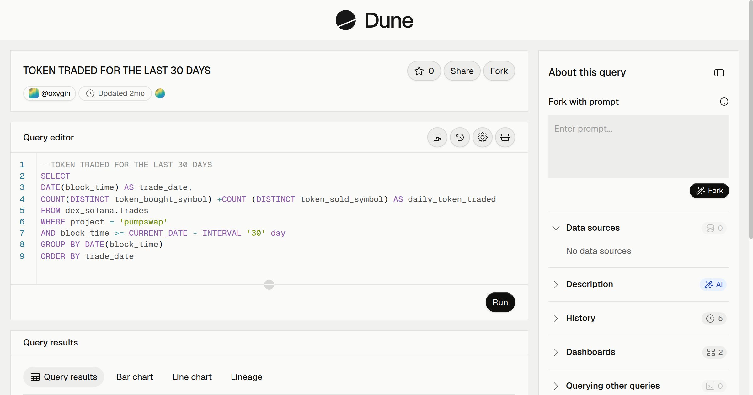 TOKEN TRADED FOR THE LAST 30 DAYS | Dune