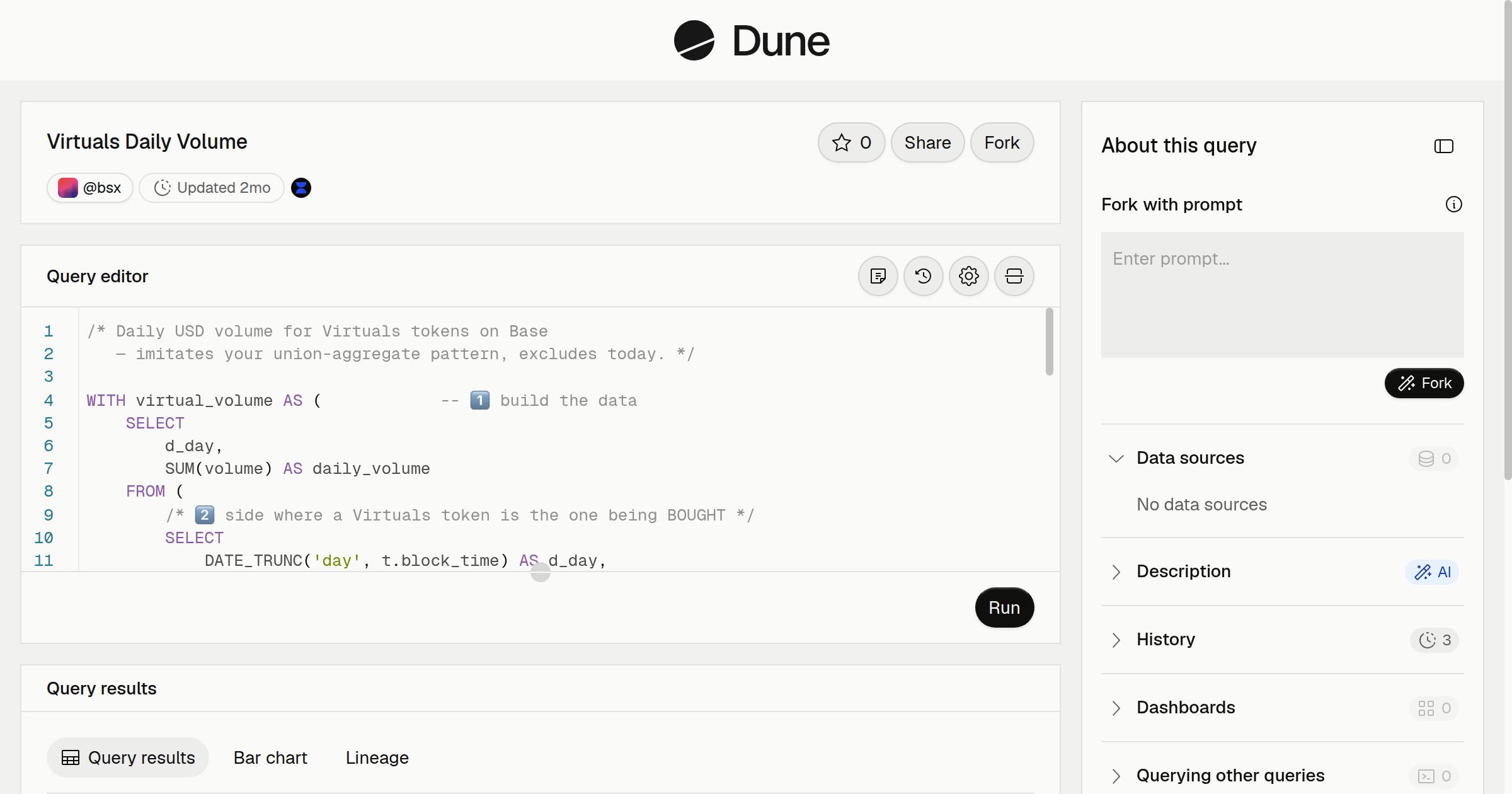 Virtuals Daily Volume | Dune