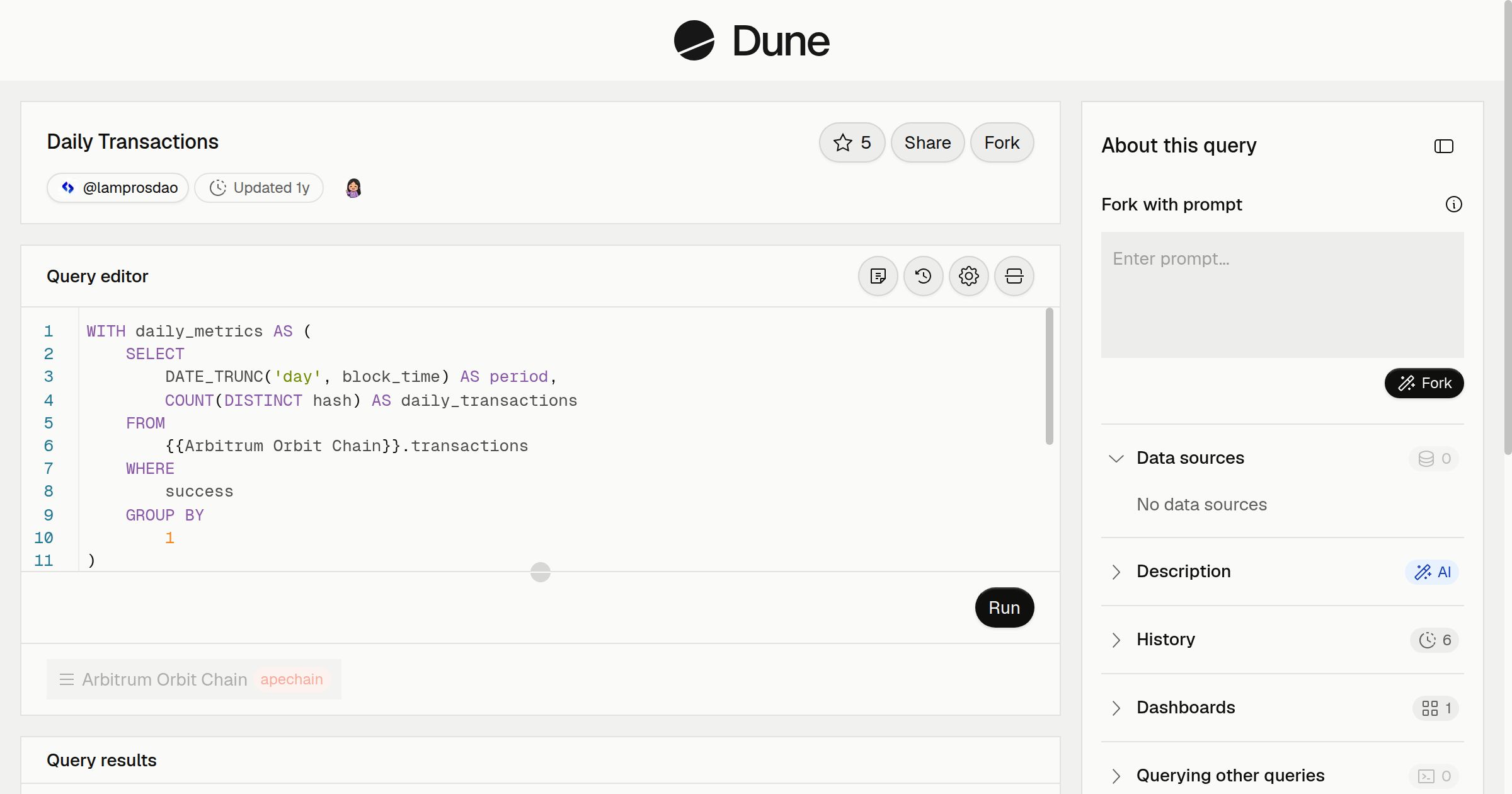 Daily Transactions | Dune