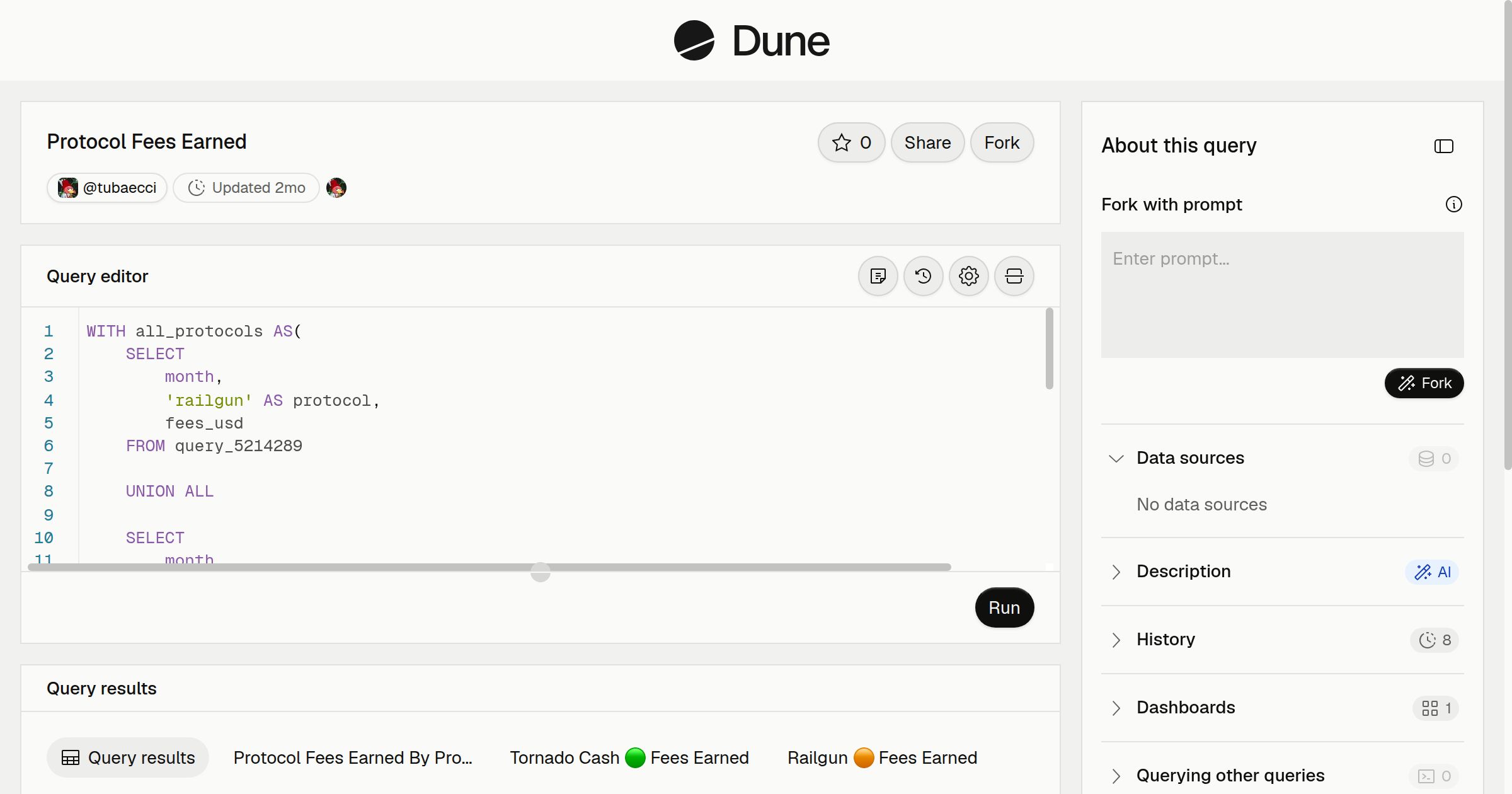 Protocol Fees Earned | Dune