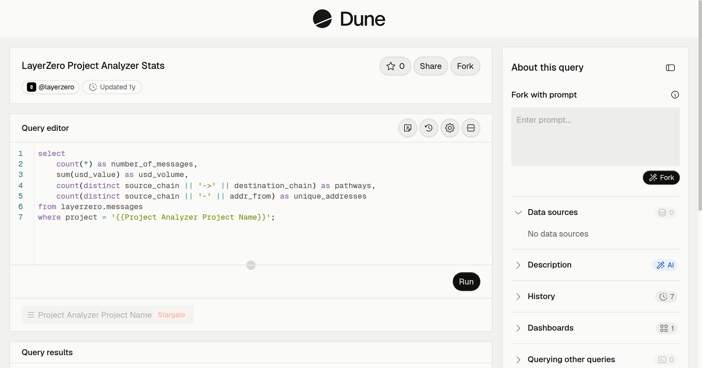 LayerZero Project Analyzer Stats | Dune