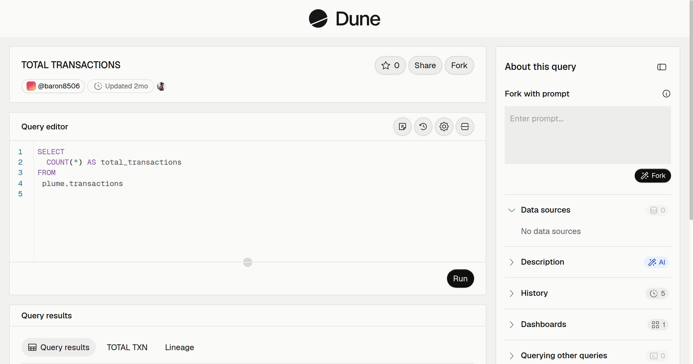 TOTAL TRANSACTIONS | Dune