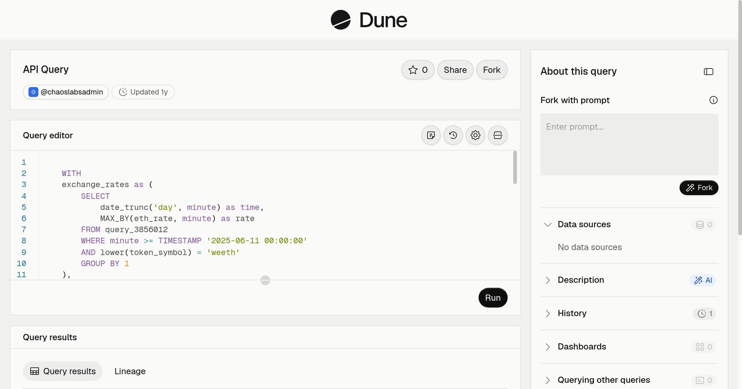 API Query | Dune