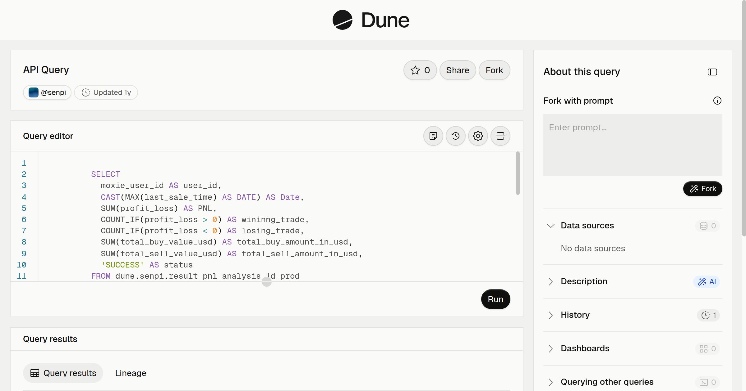 API Query | Dune