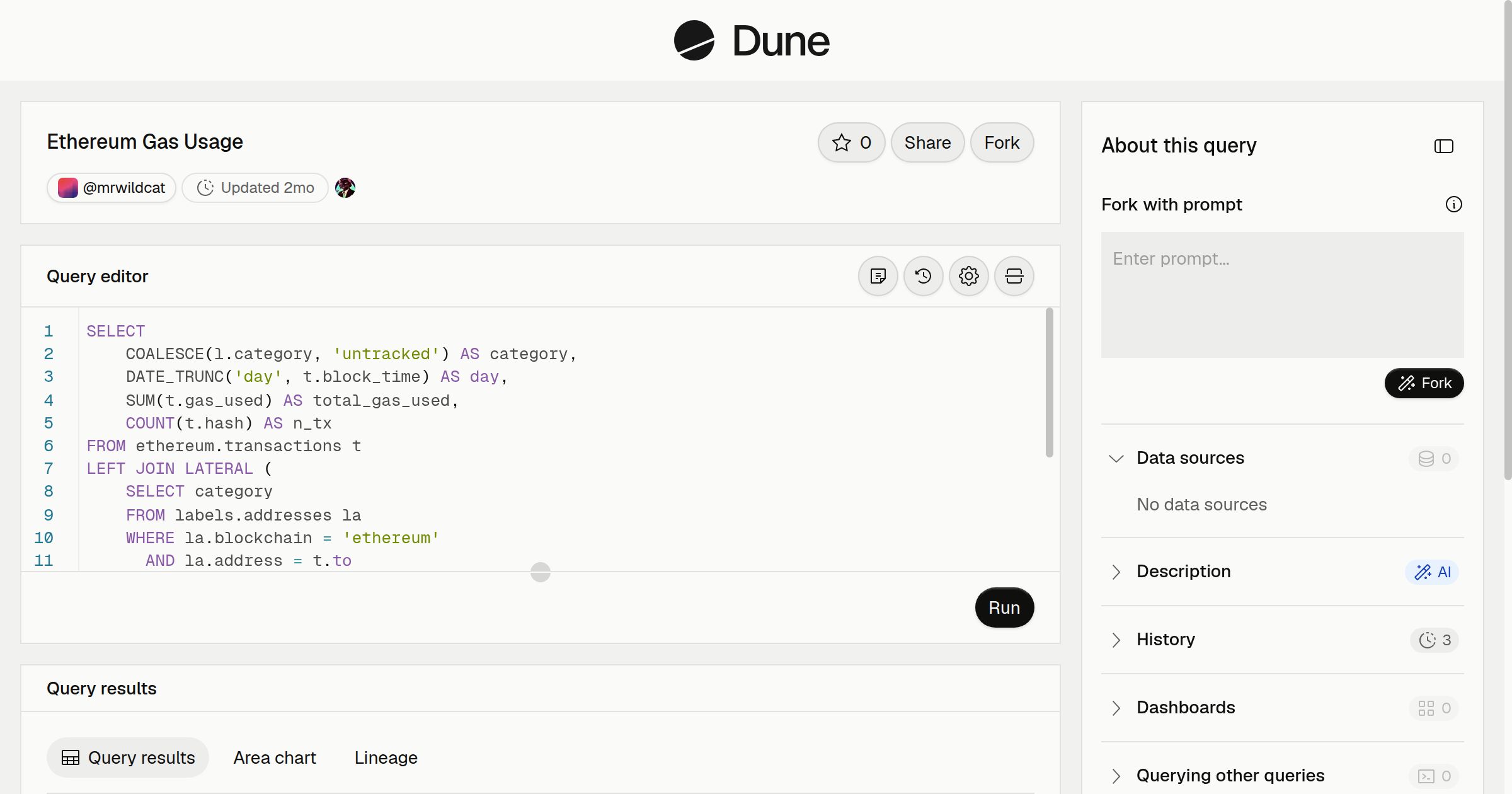 Ethereum Gas Usage | Dune