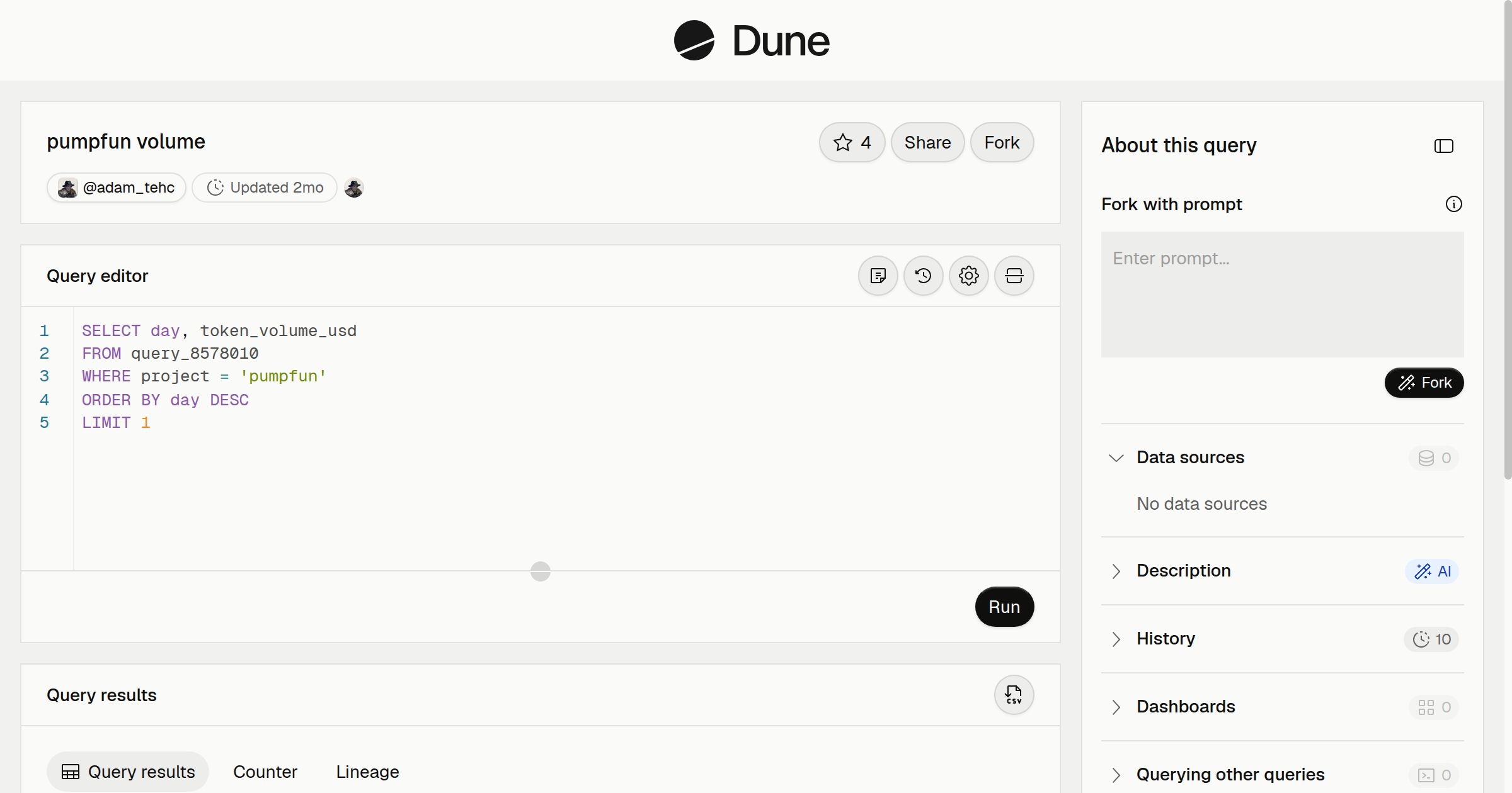 PumpFun Volume | Dune