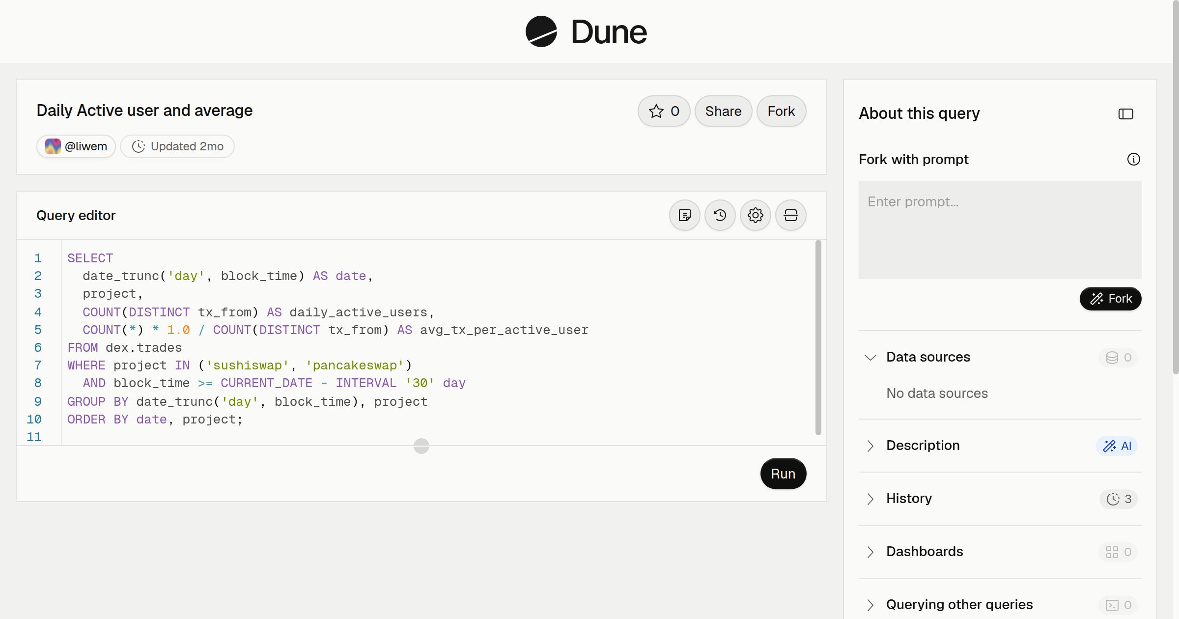 Daily Active user and average | Dune