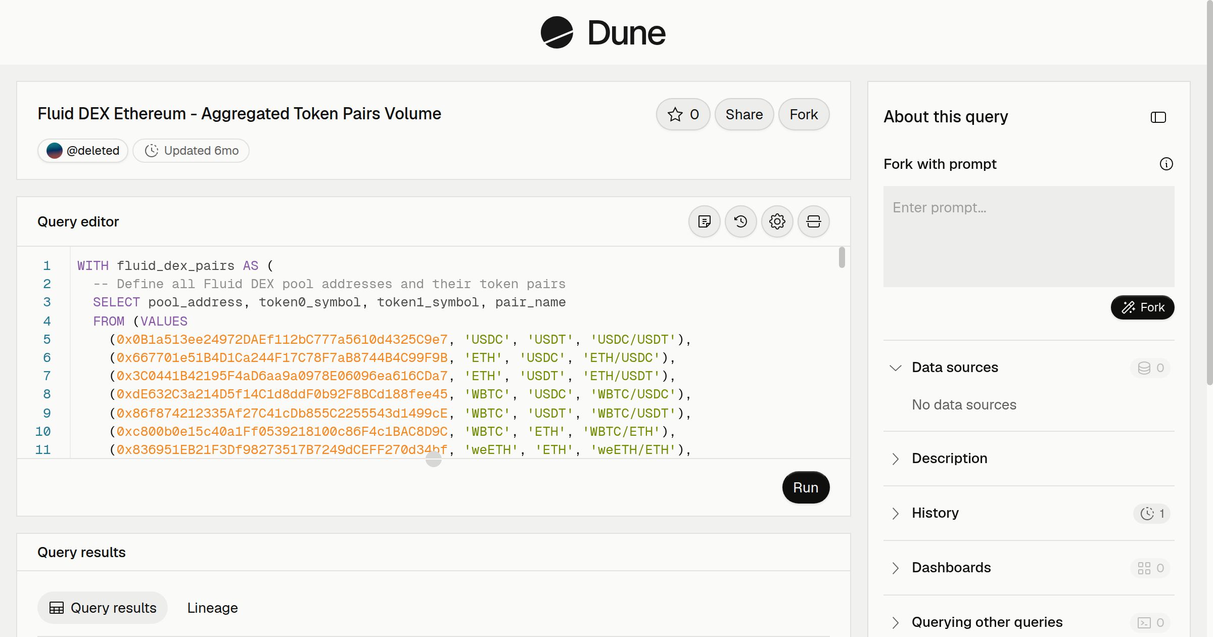 Fluid DEX Ethereum - Aggregated Token Pairs Volume | Dune