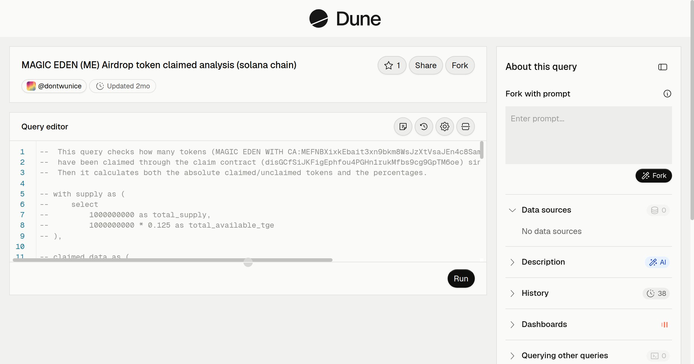 MAGIC EDEN (ME) Airdrop token claimed analysis (solana chain) | Dune