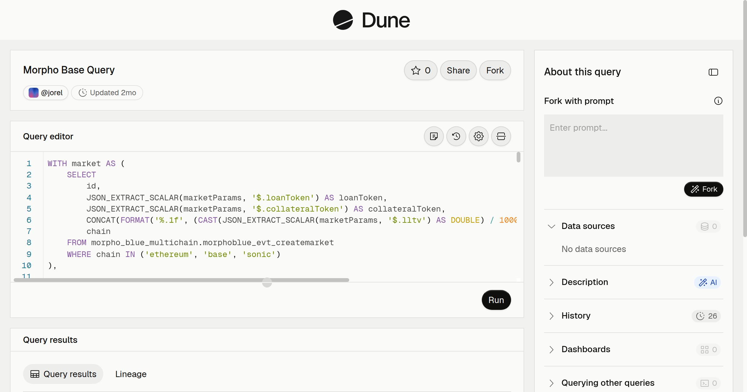 Morpho Base Query | Dune