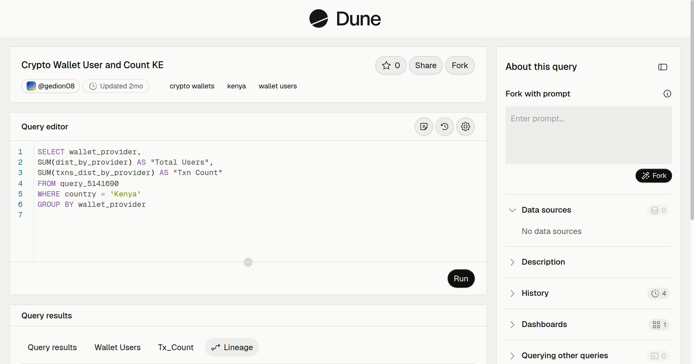 Crypto Wallet User and Count KE | Dune