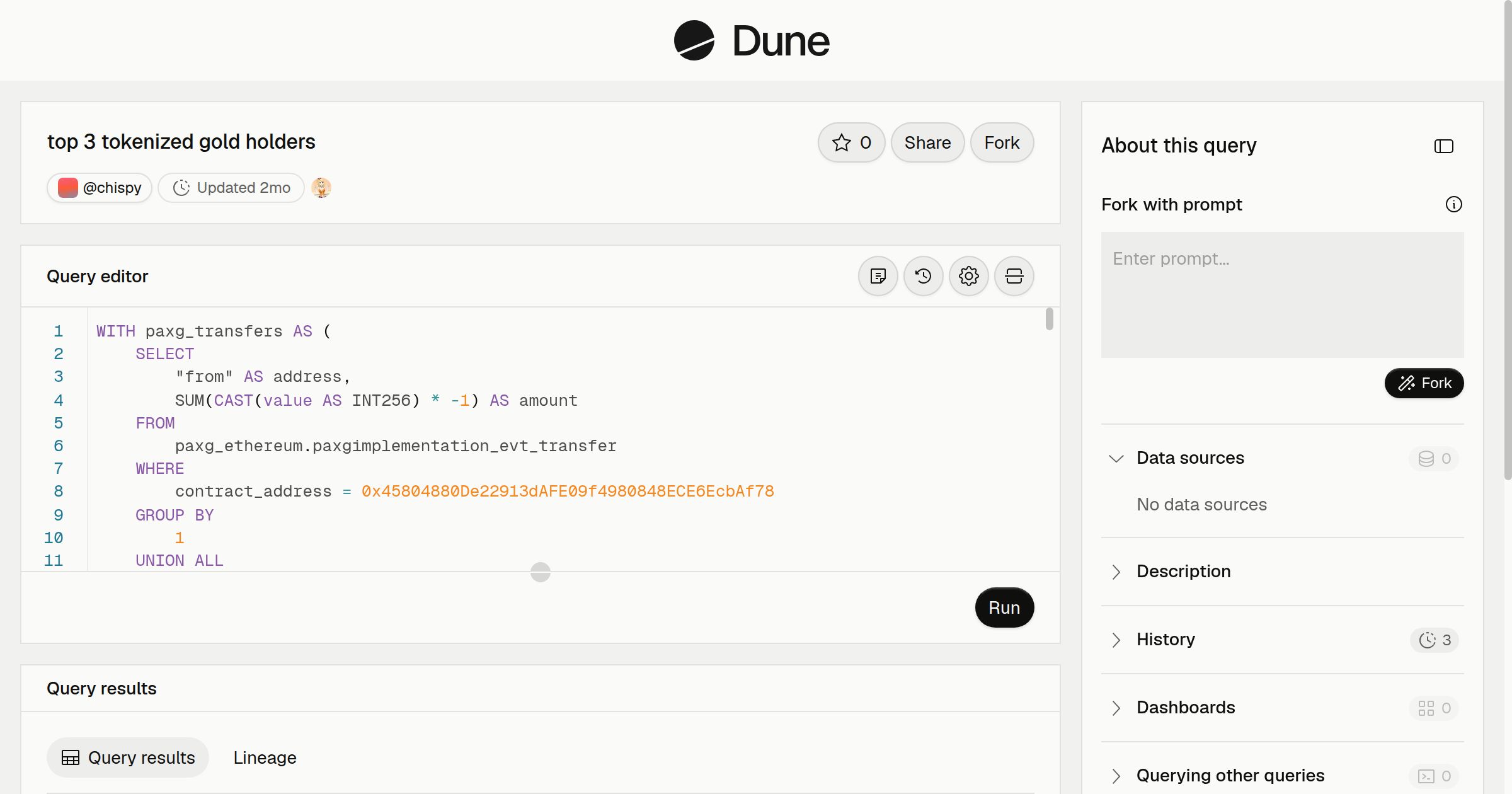 top 3 tokenized gold holders | Dune