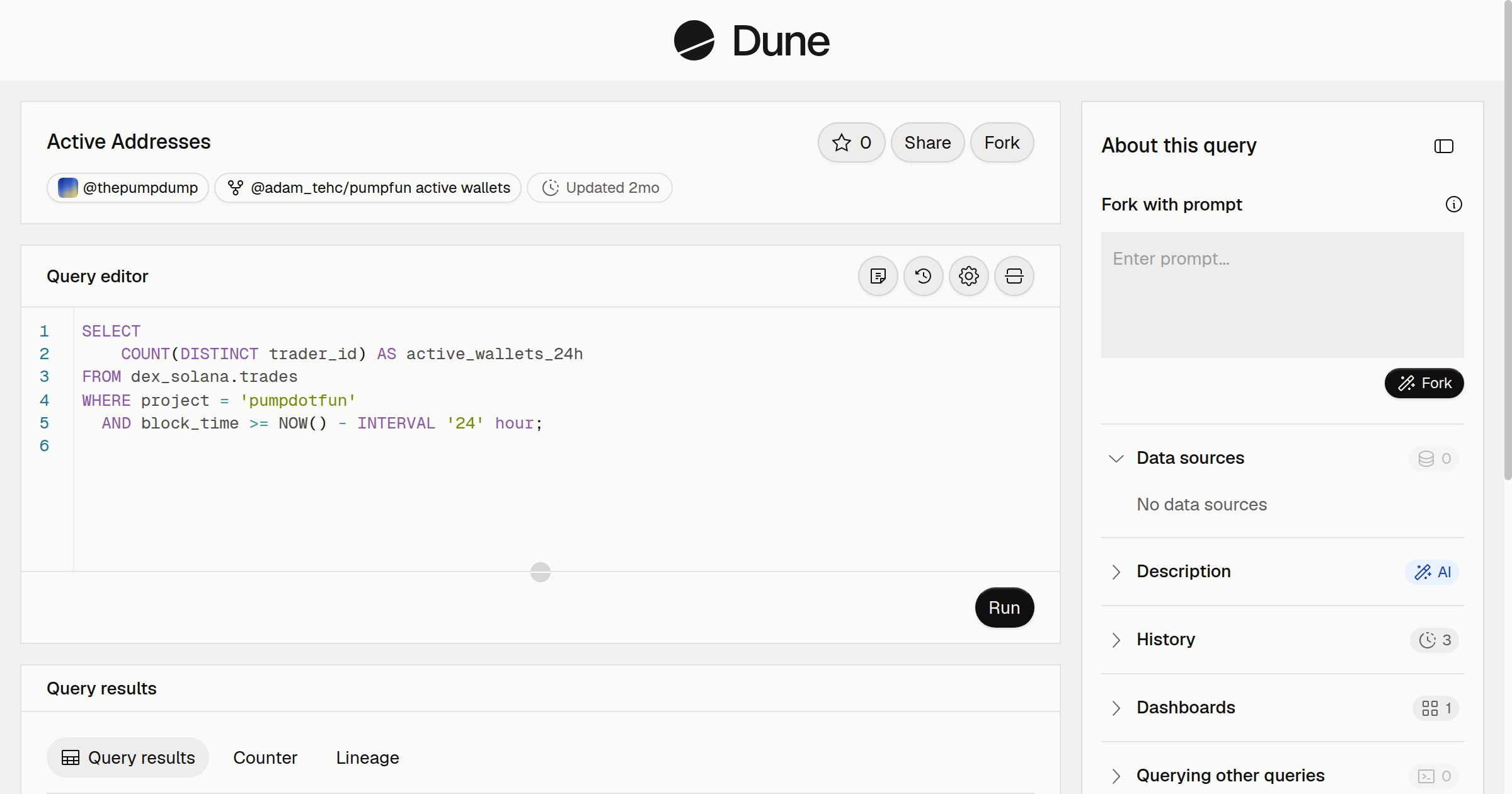 Active Addresses | Dune