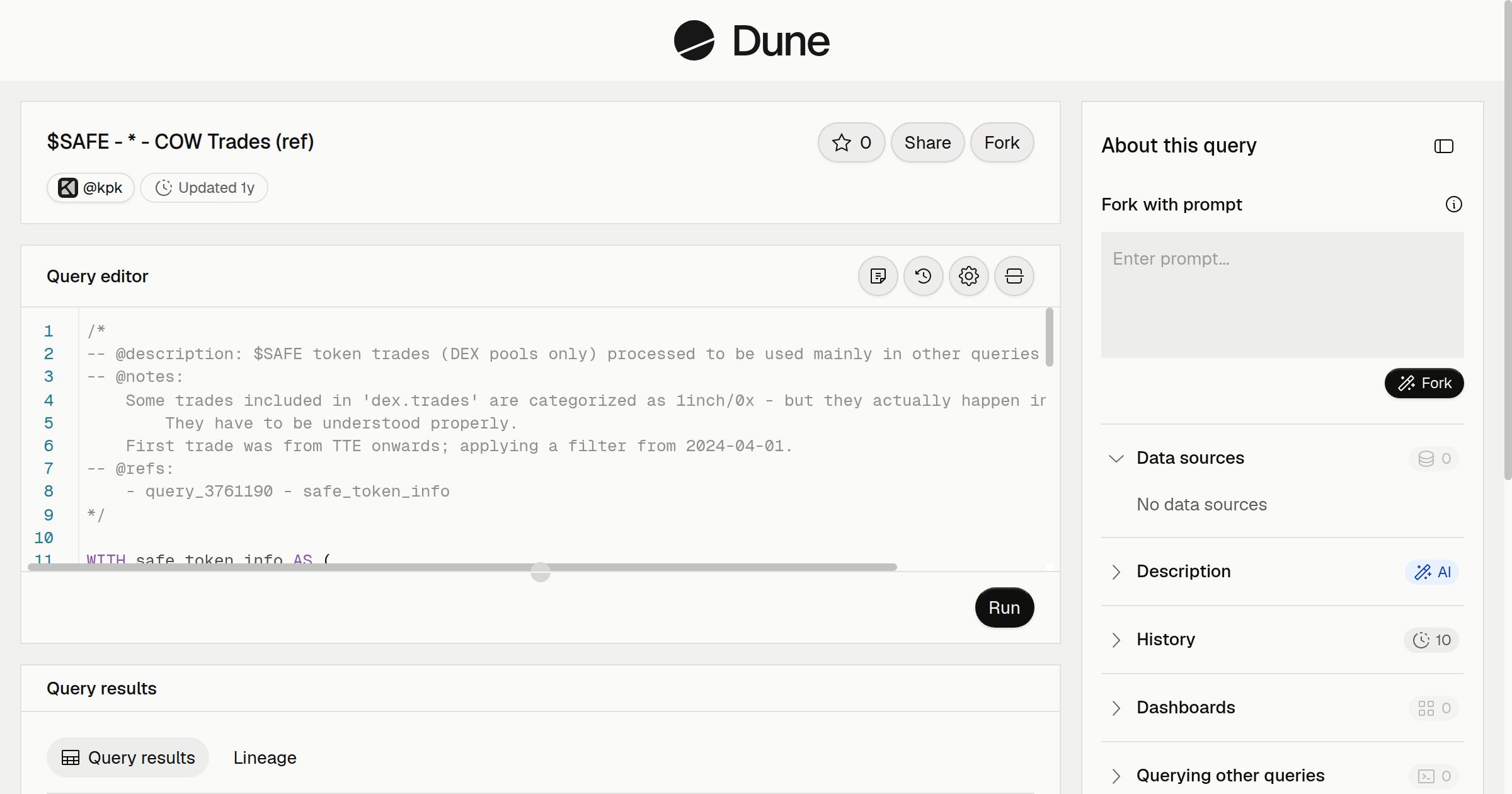$SAFE - * - COW Trades (ref) | Dune