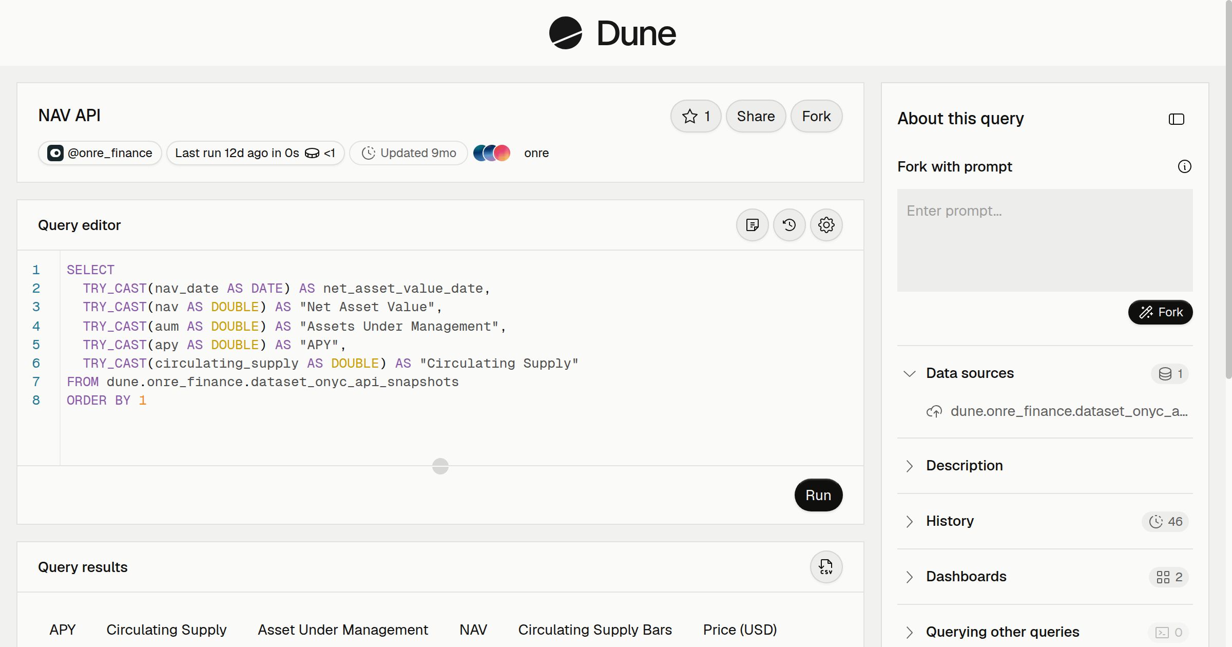 NAV API | Dune