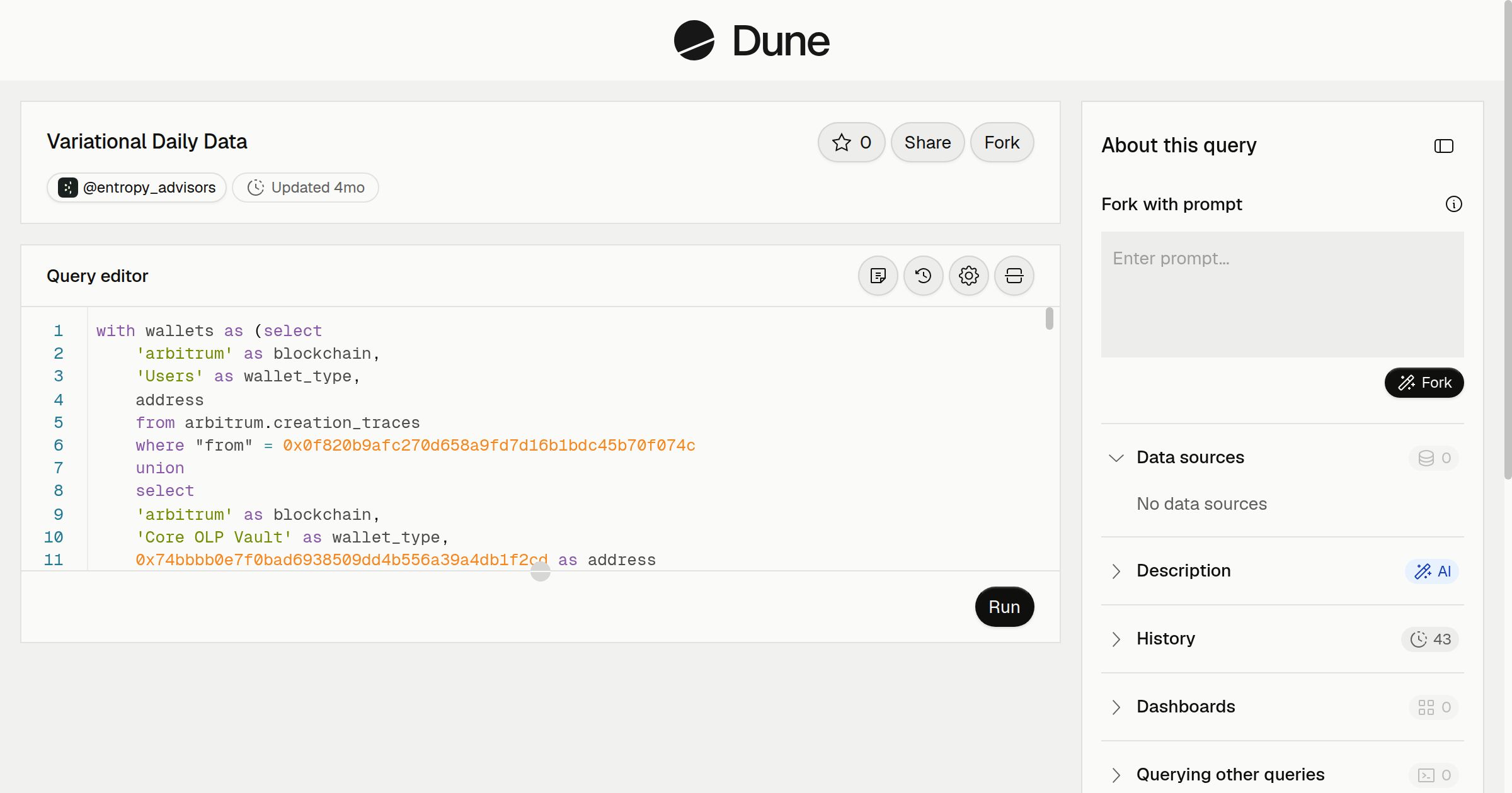 Variational Daily Data | Dune