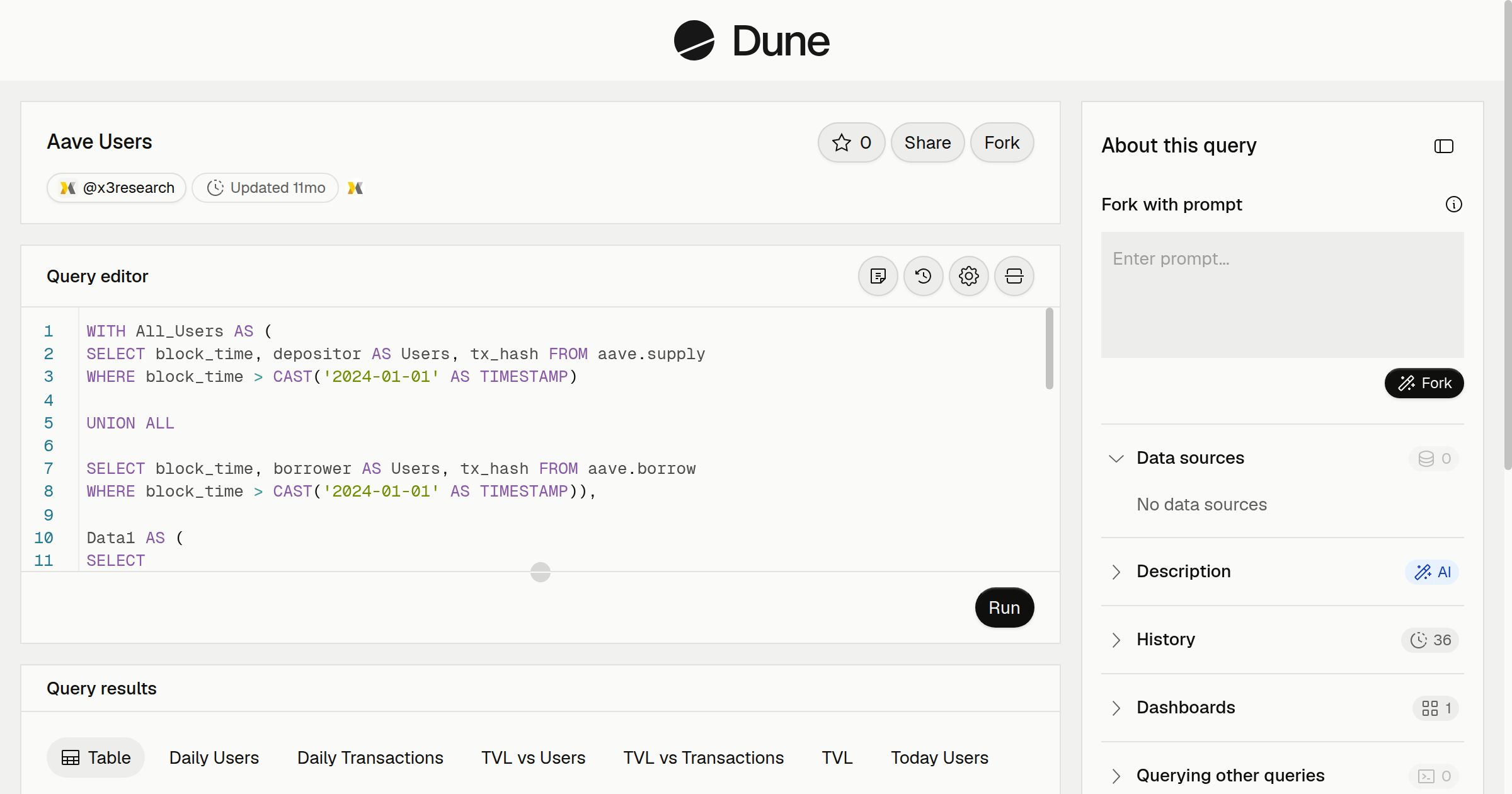 Aave Users | Dune