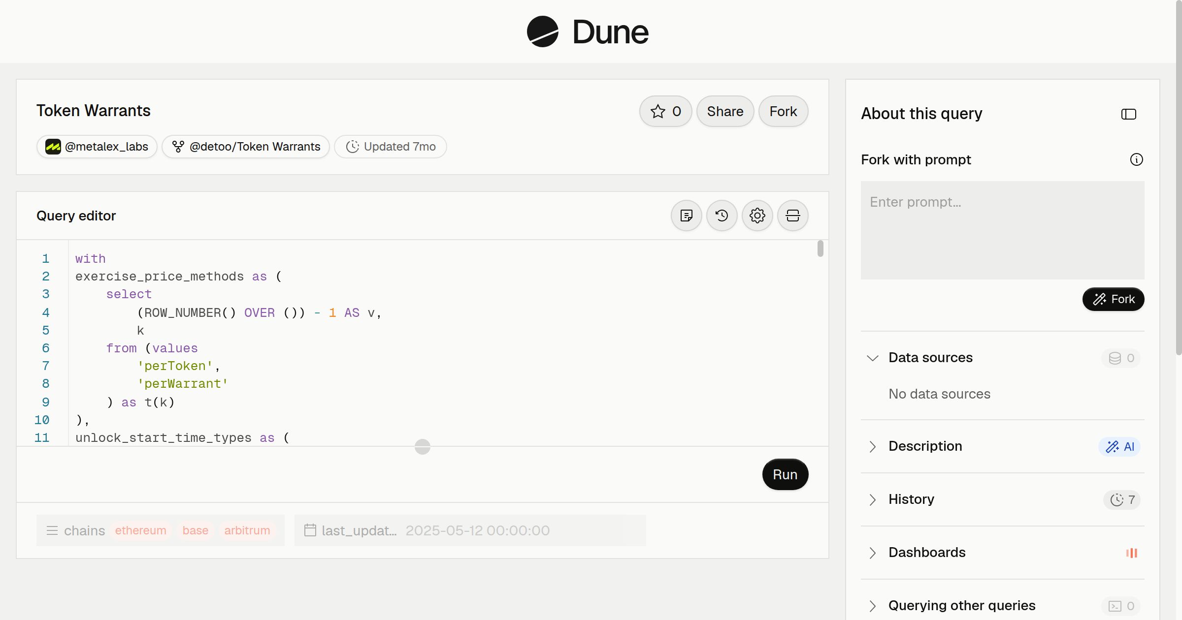 Token Warrants | Dune