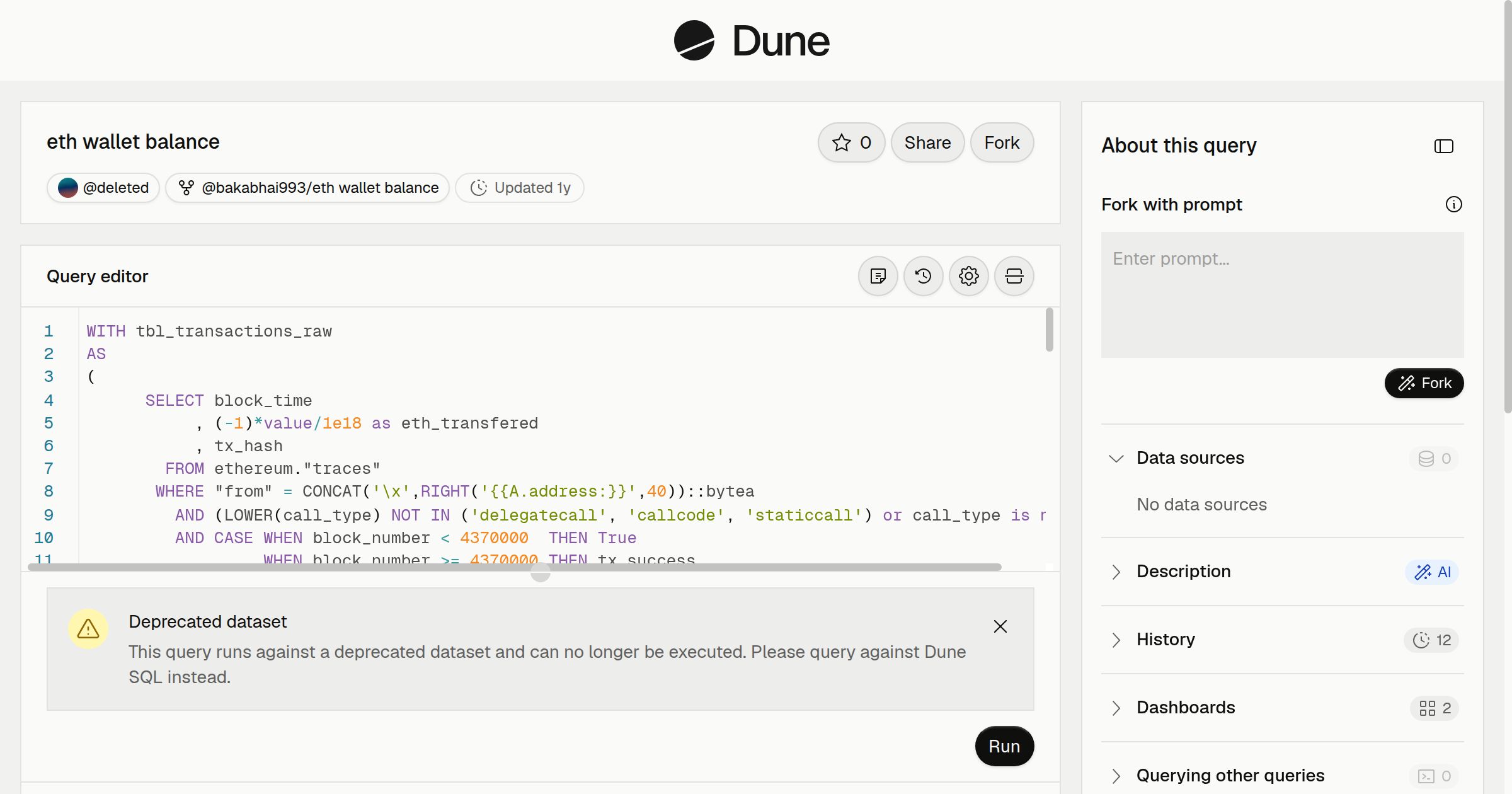 eth wallet balance | Dune
