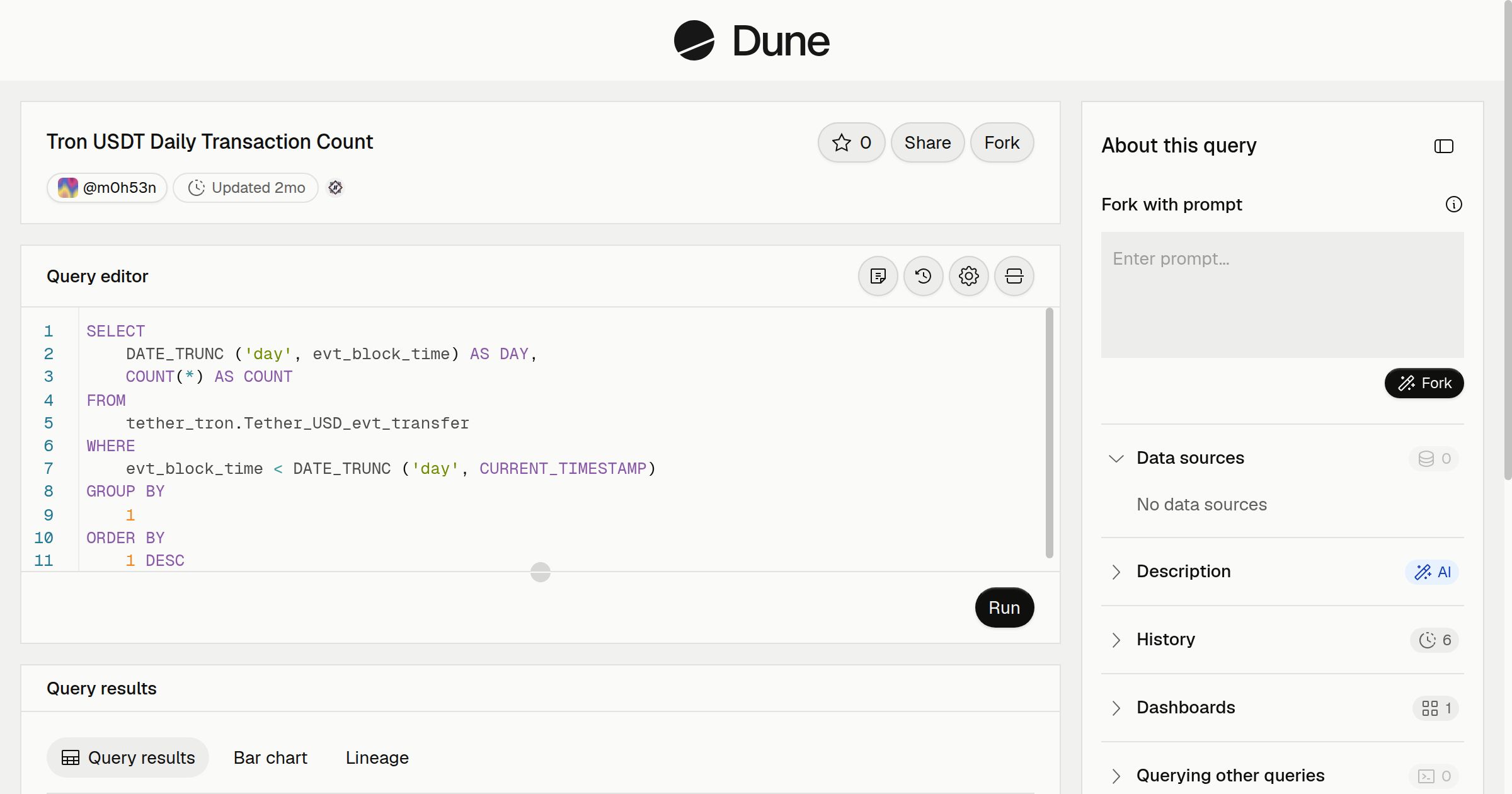 Tron USDT Daily Transaction Count | Dune