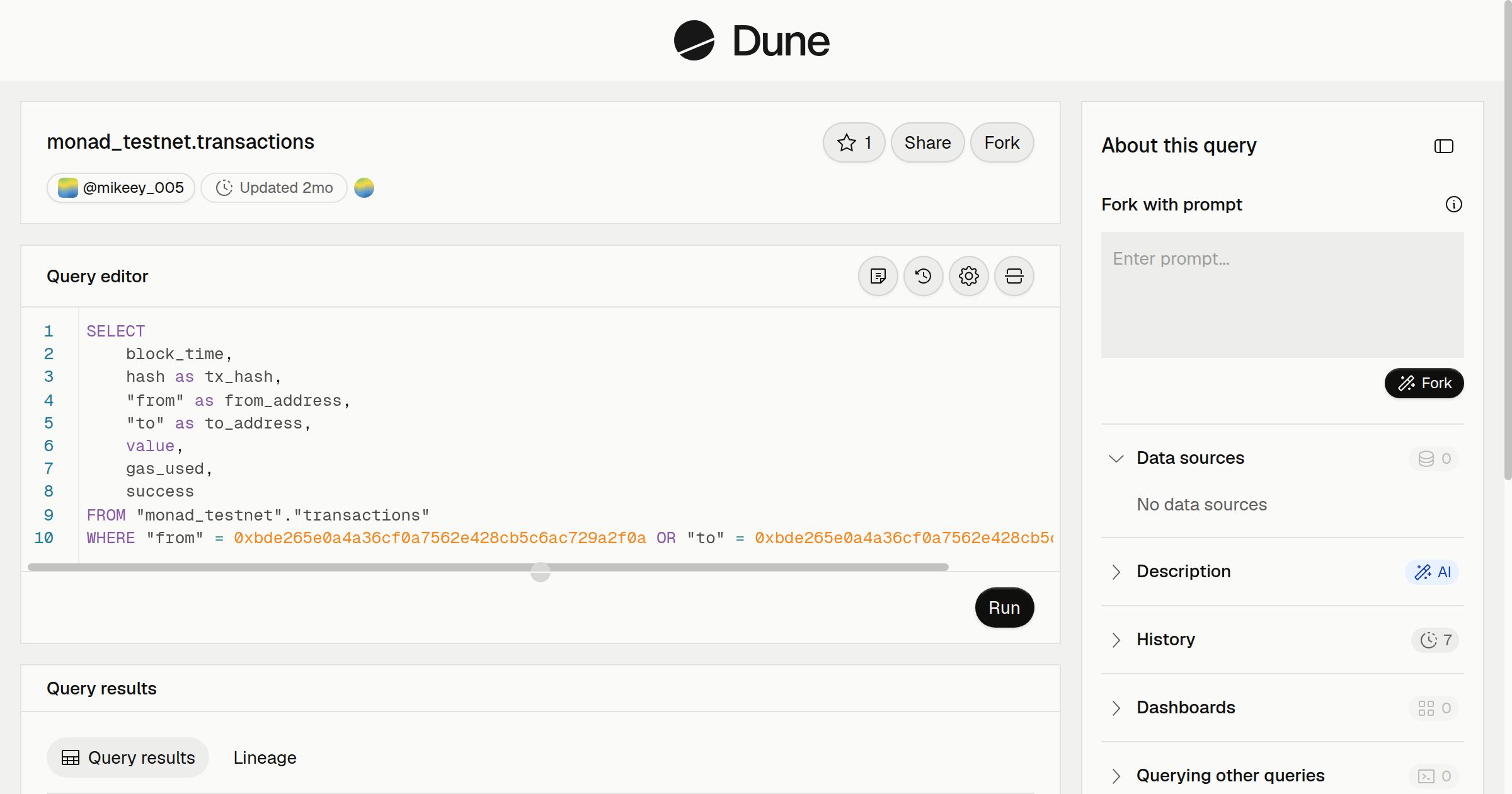 monad_testnet.transactions | Dune