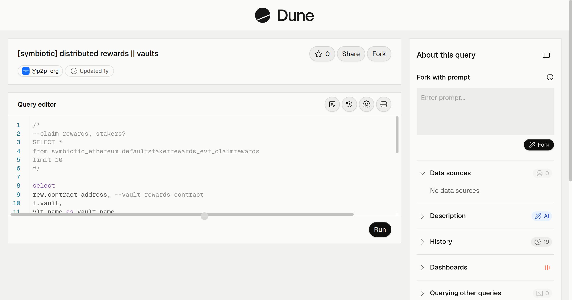 [symbiotic] distributed rewards || vaults | Dune