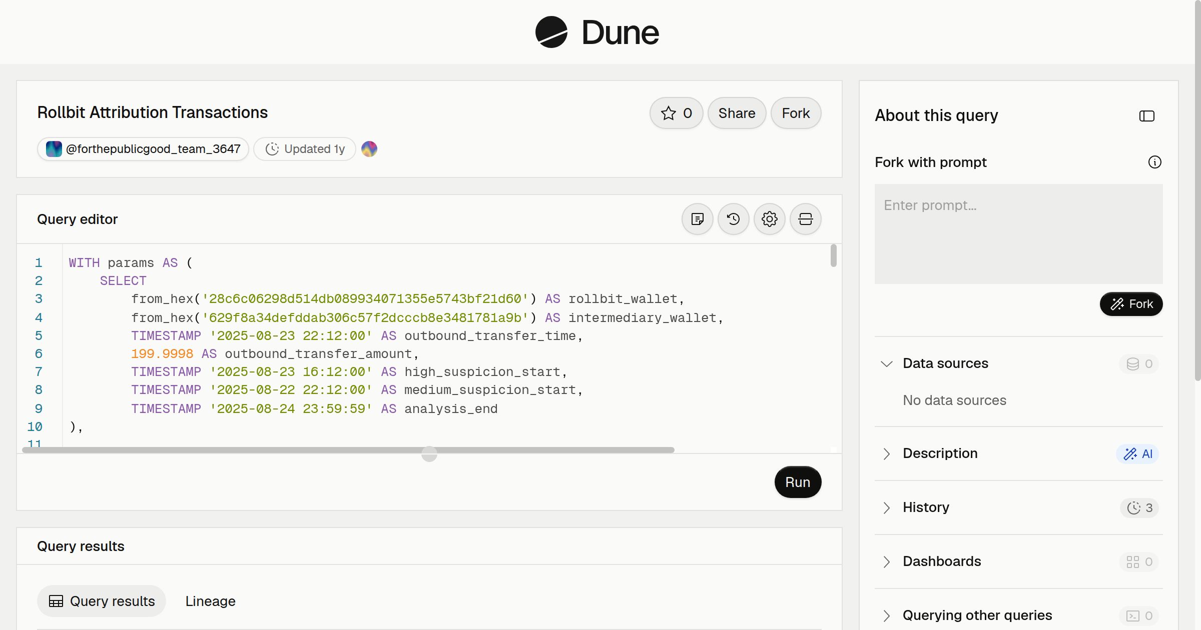 Rollbit Attribution Transactions | Dune