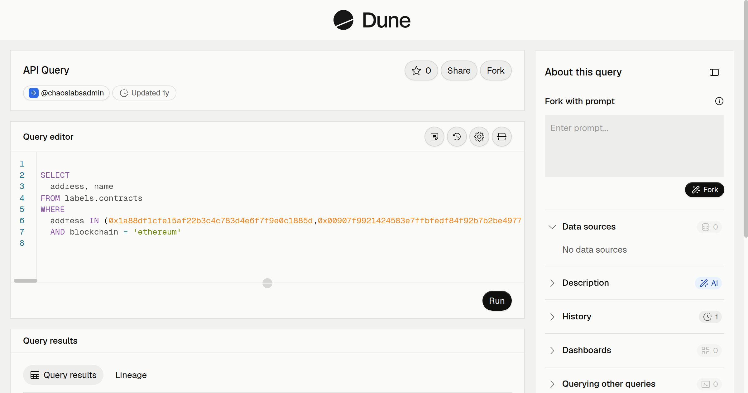 API Query | Dune