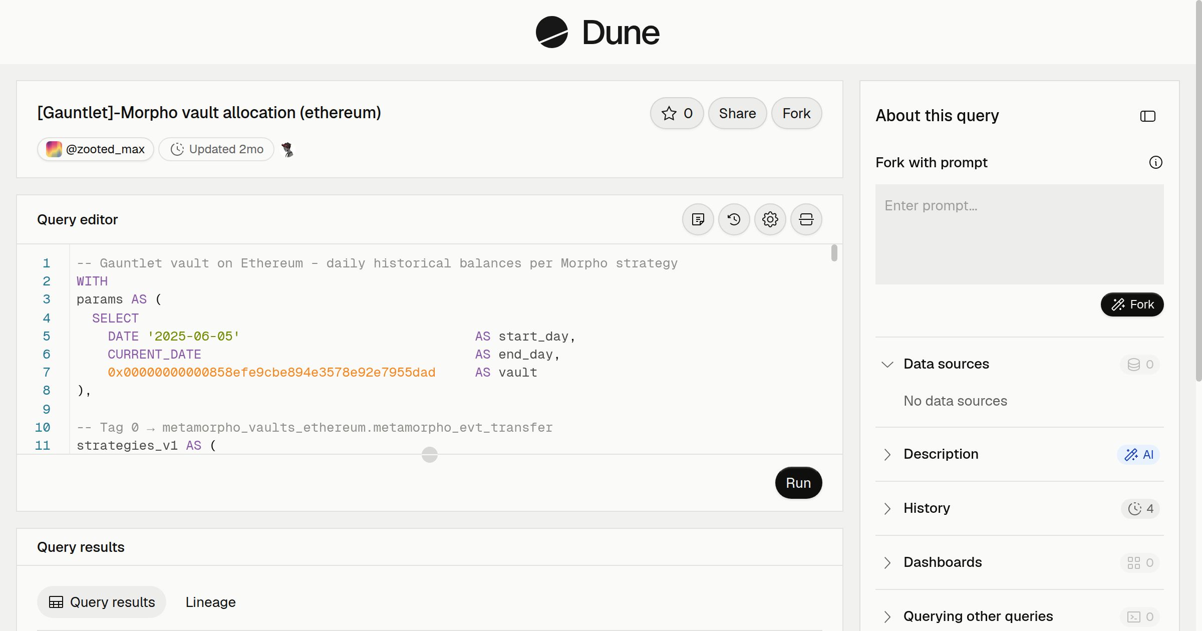 [Gauntlet]-Morpho vault allocation (ethereum) | Dune