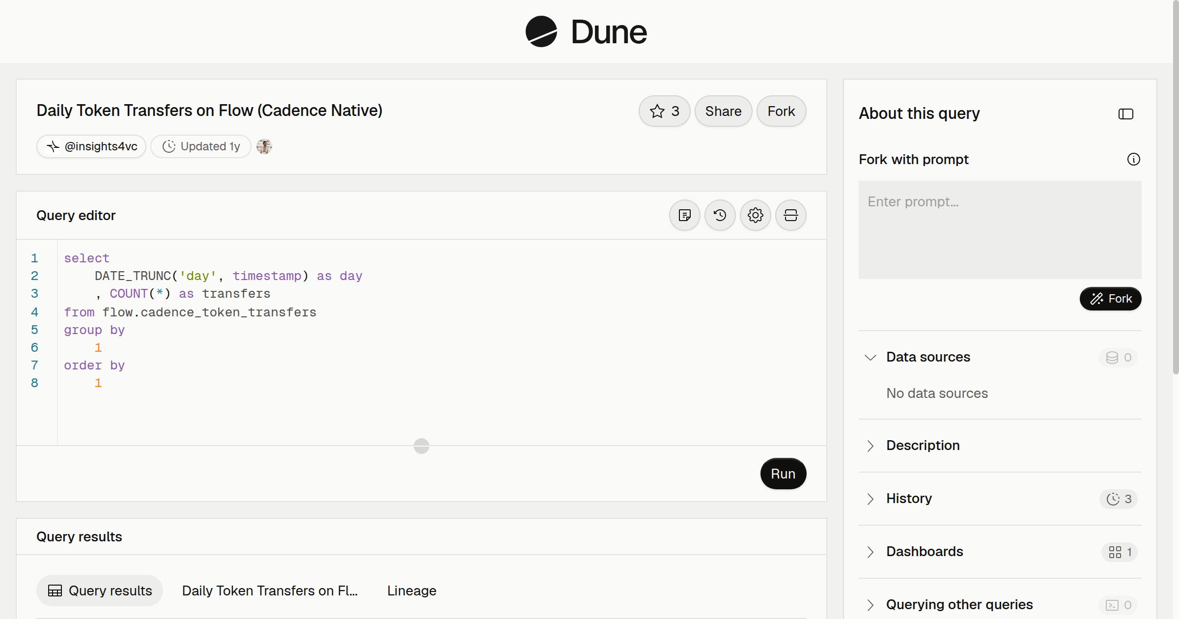 Daily Token Transfers on Flow (Cadence Native) | Dune