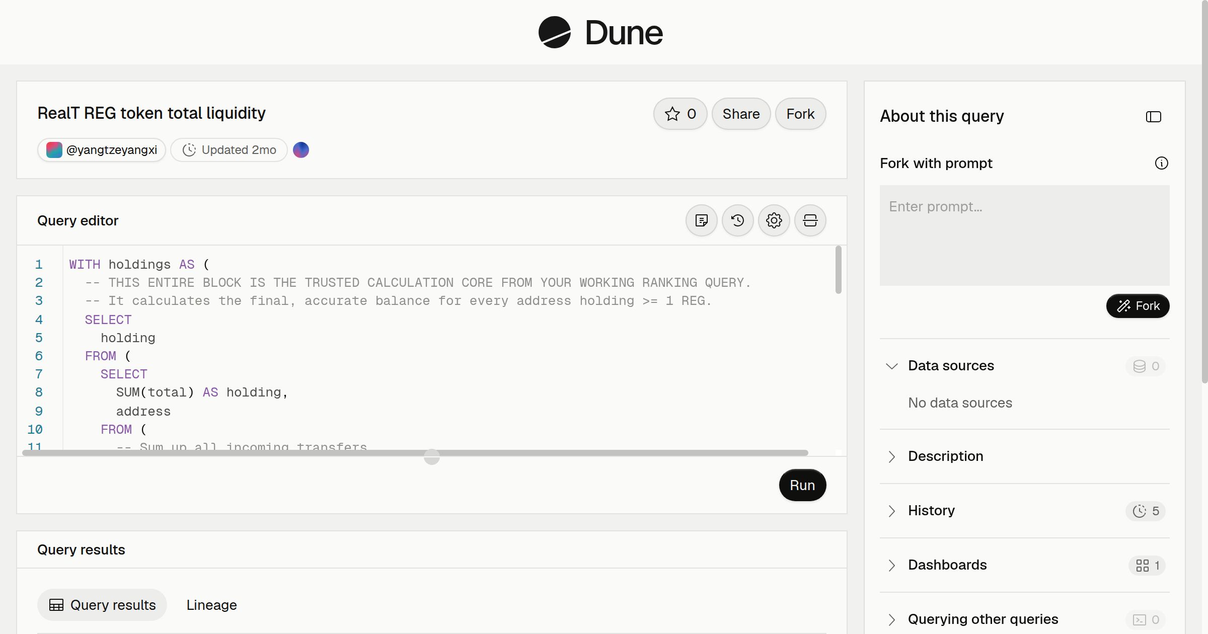 RealT REG token total liquidity | Dune