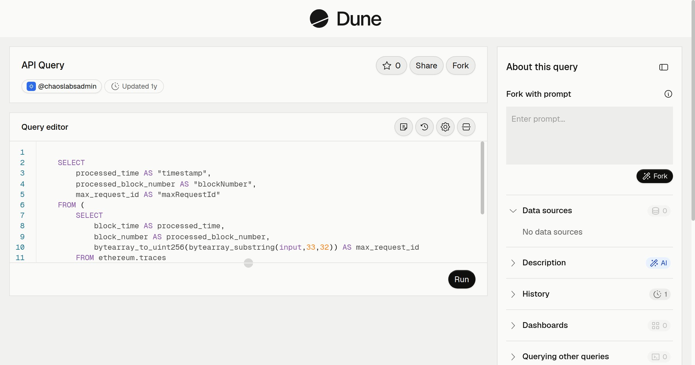 API Query | Dune