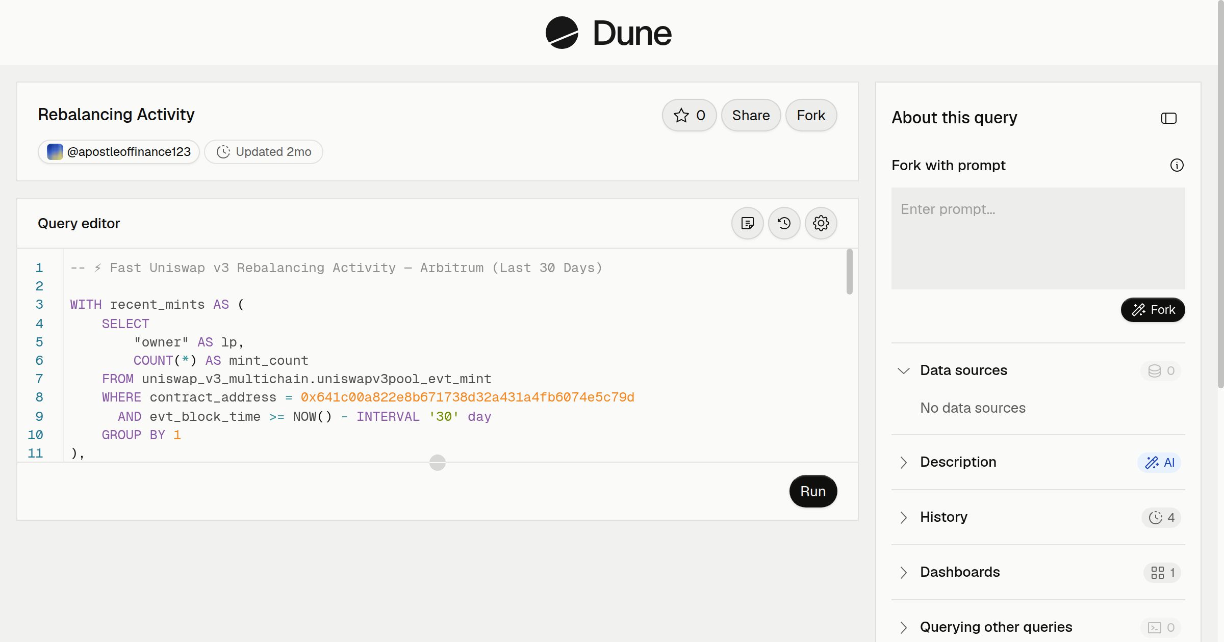 Rebalancing Activity | Dune