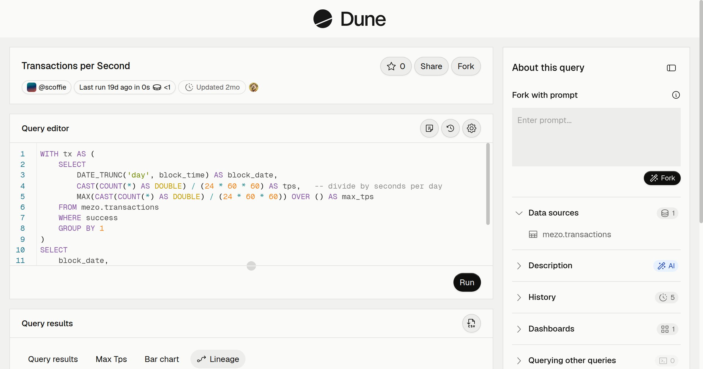 Transactions per Second | Dune