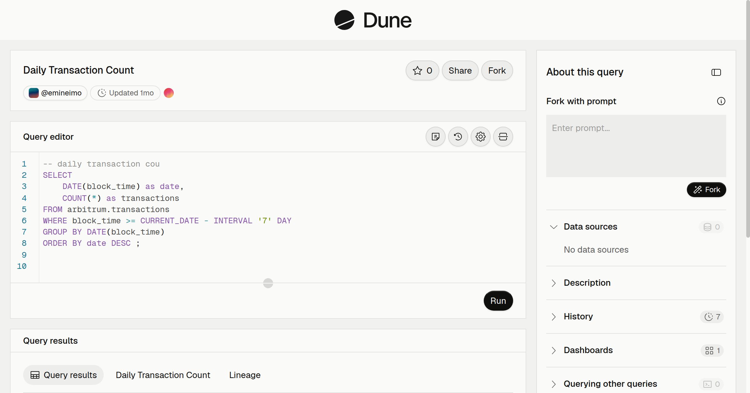 Daily Transaction Count | Dune