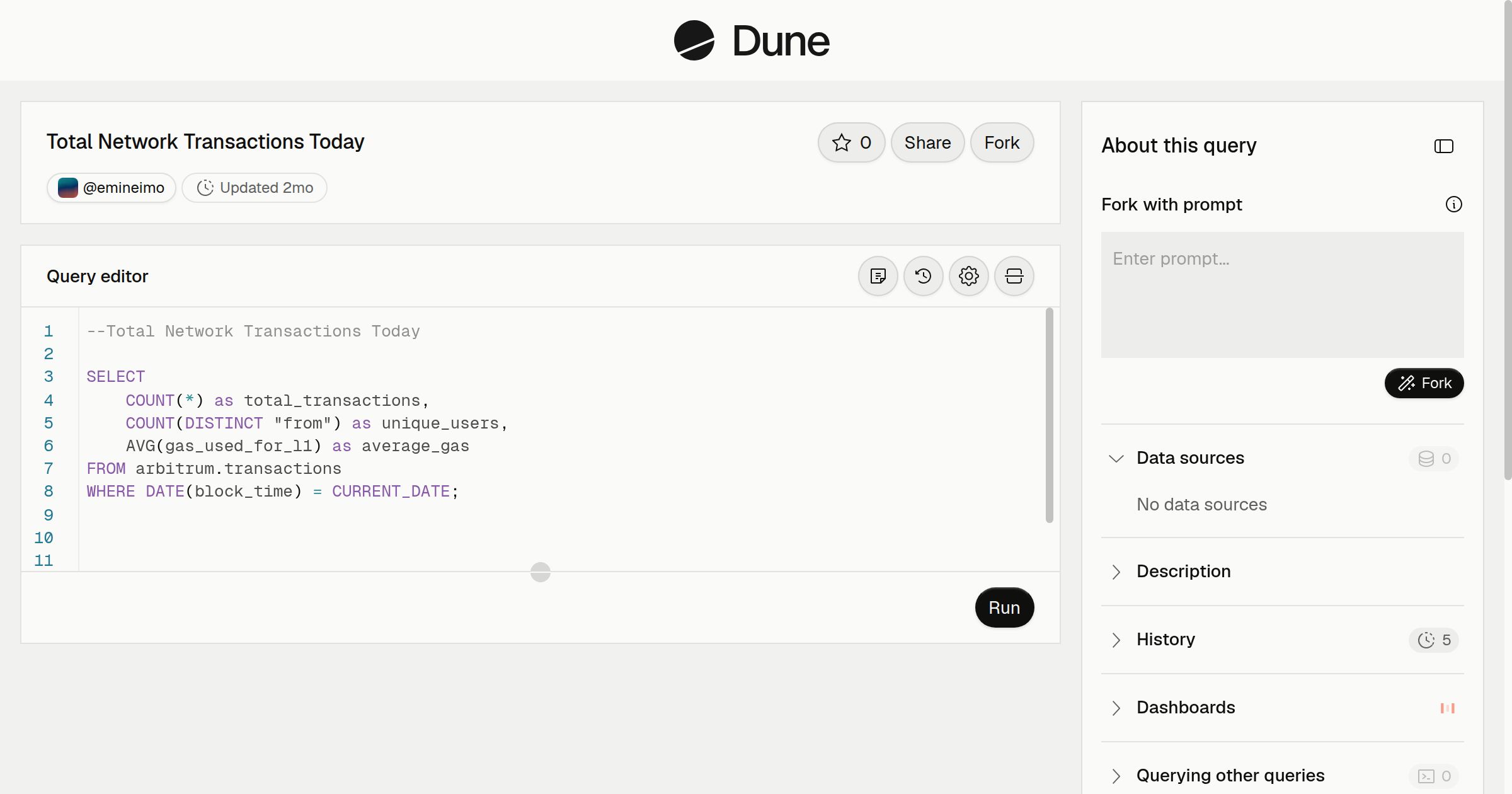 Total Network Transactions Today | Dune