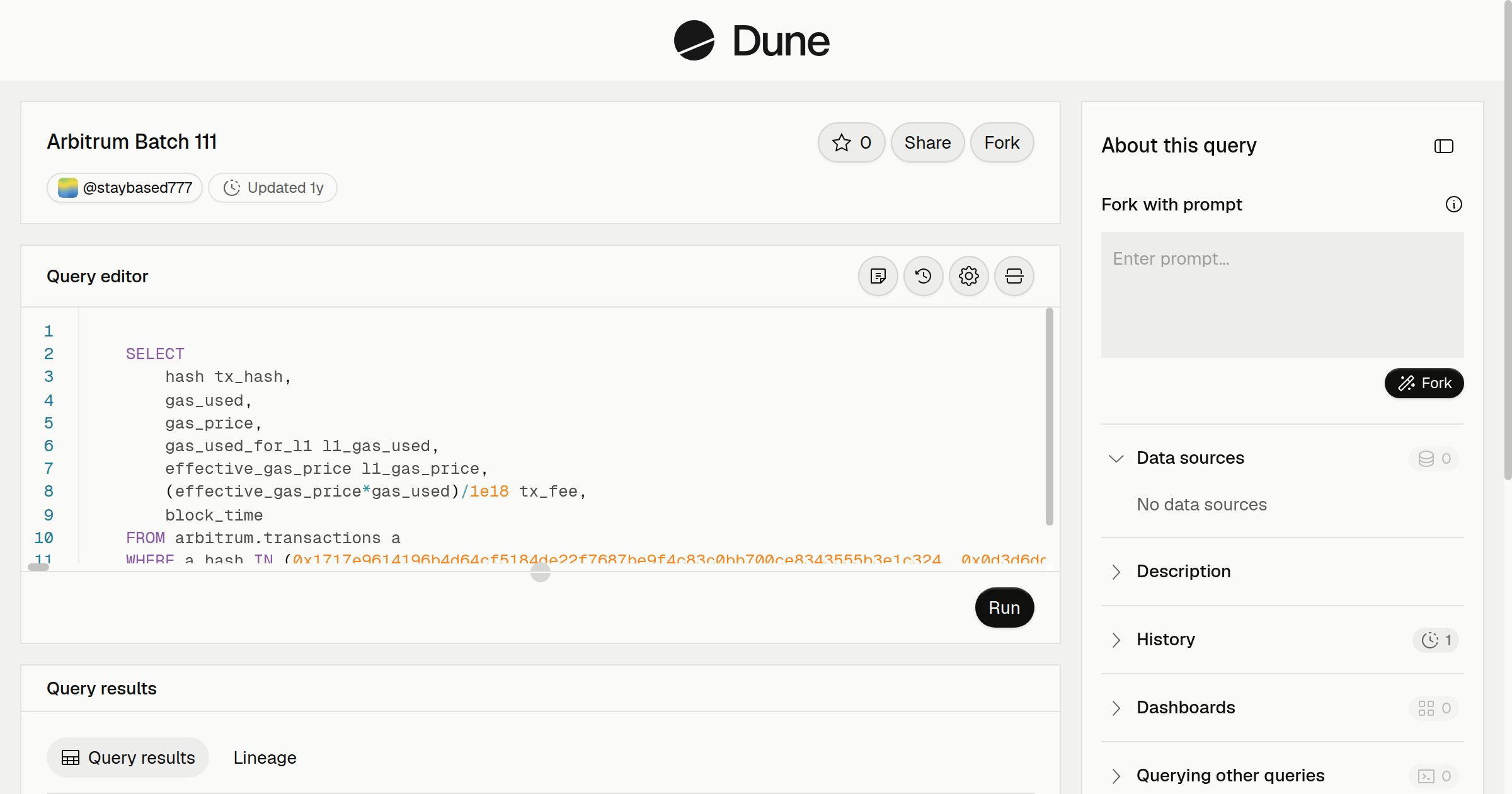 Arbitrum Batch 111 | Dune