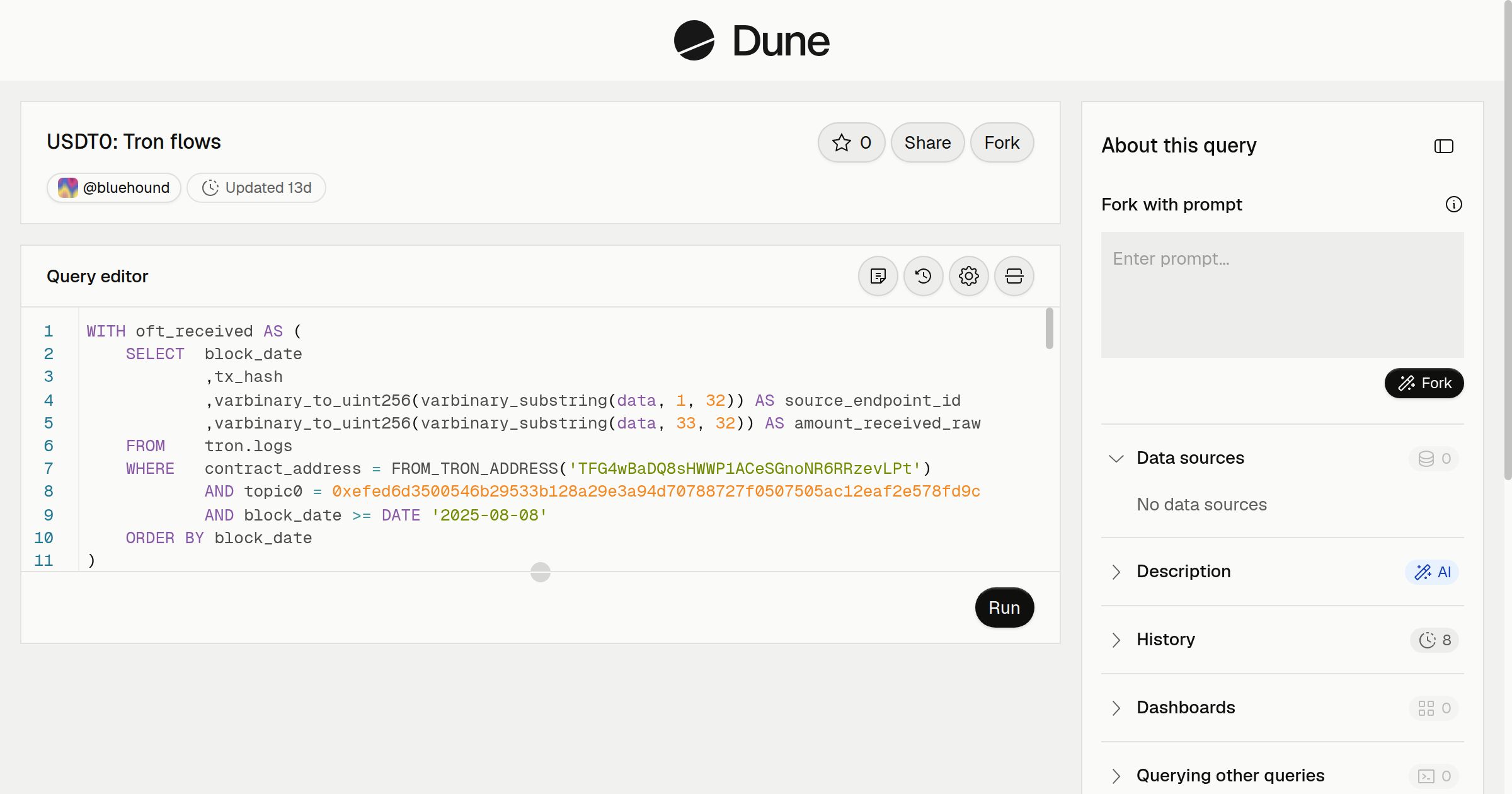 USDT0: Tron flows | Dune