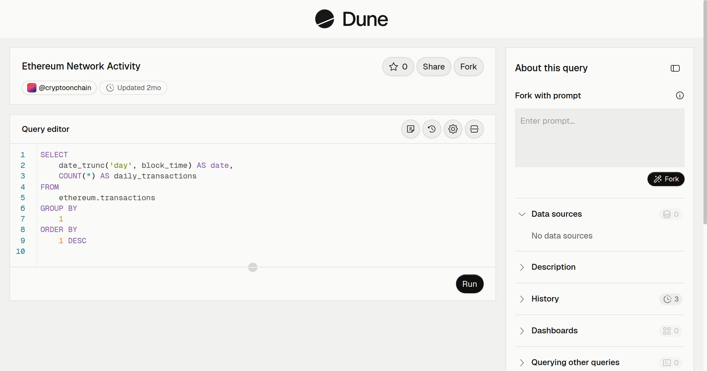 Ethereum Network Activity | Dune