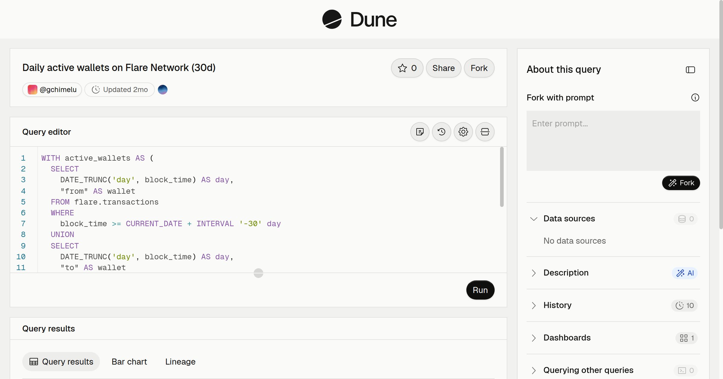 Daily active wallets on Flare Network (30d) | Dune