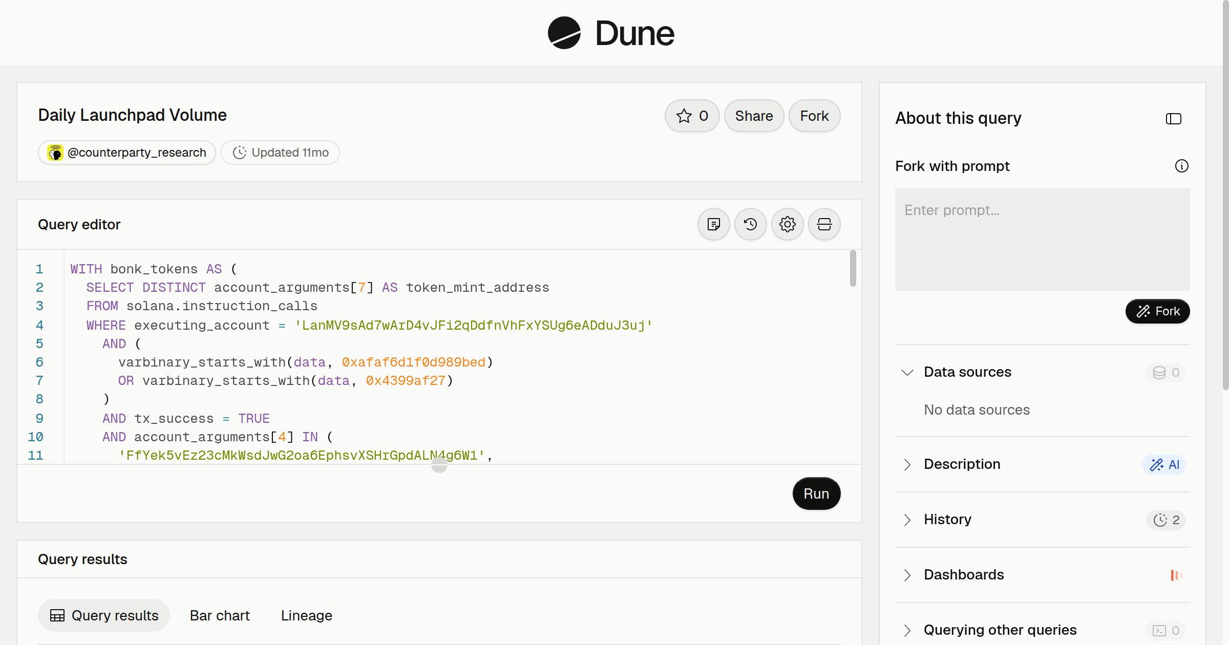 Daily Launchpad Volume | Dune