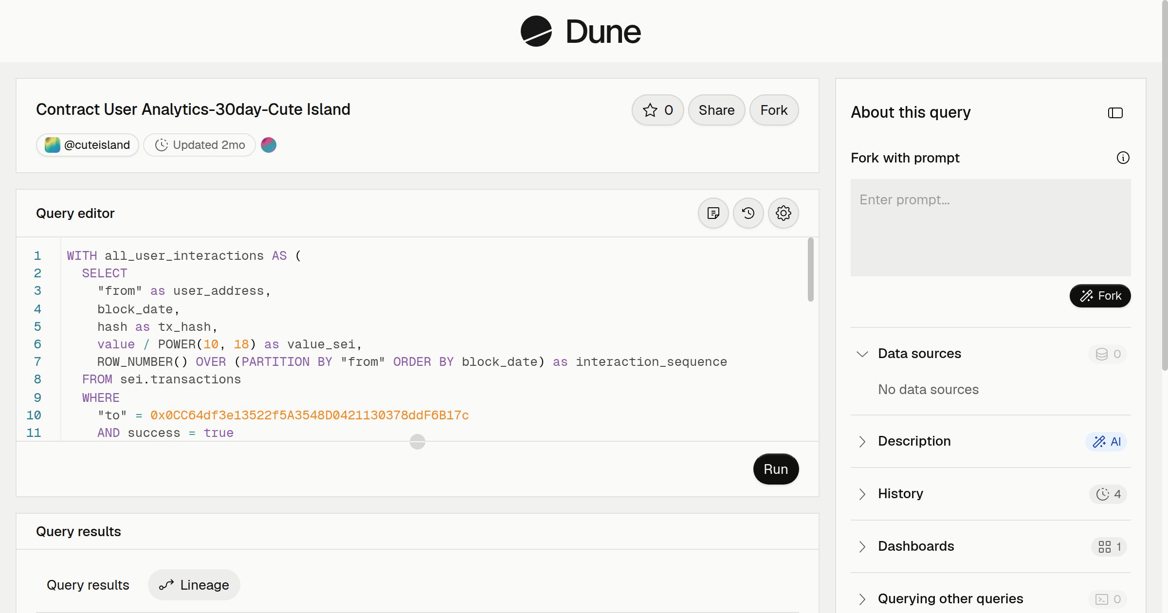 Contract User Analytics-30day-Cute Island | Dune