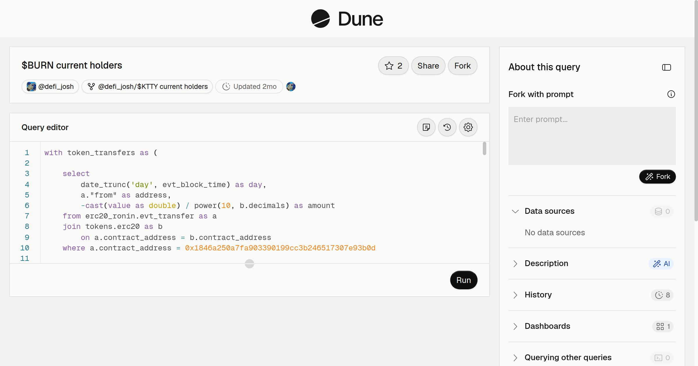$BURN current holders | Dune