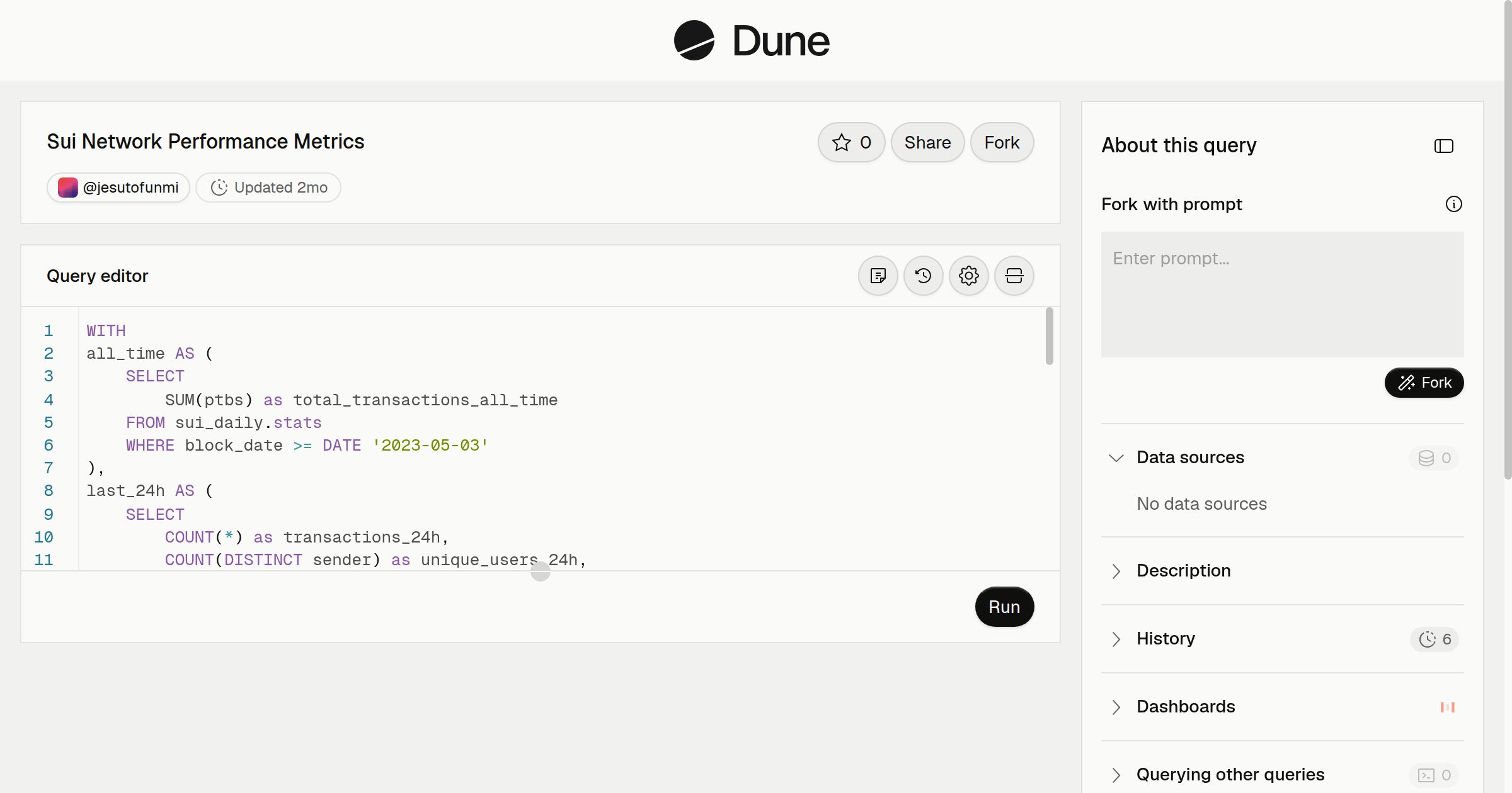 Sui Network Performance Metrics | Dune